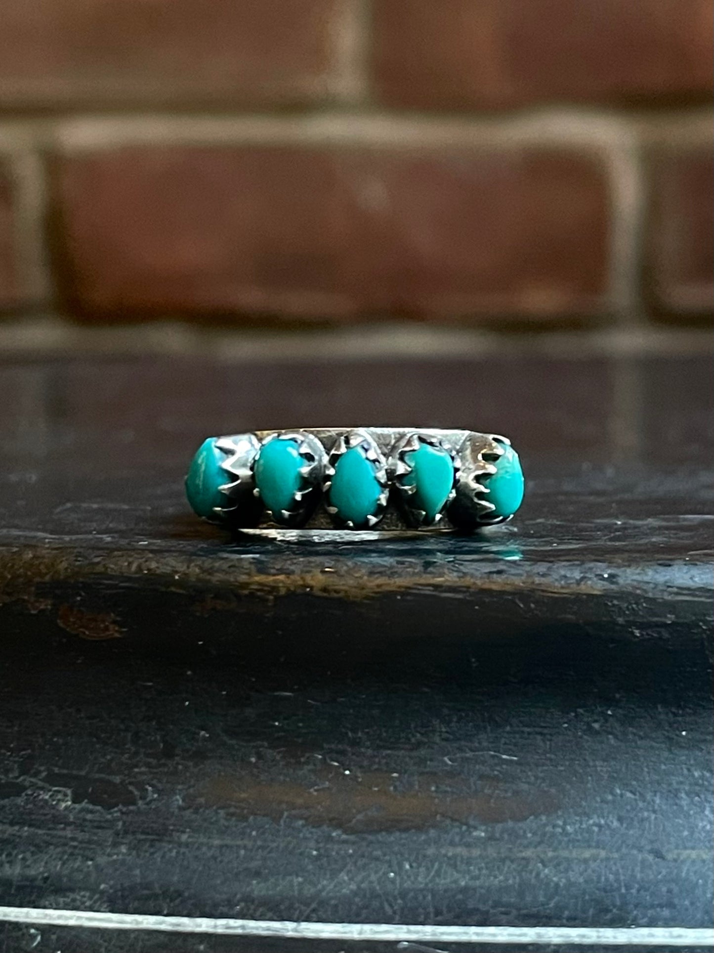 Kingman Turquoise Round Ring | Sterling Silver | Size 6 | A315