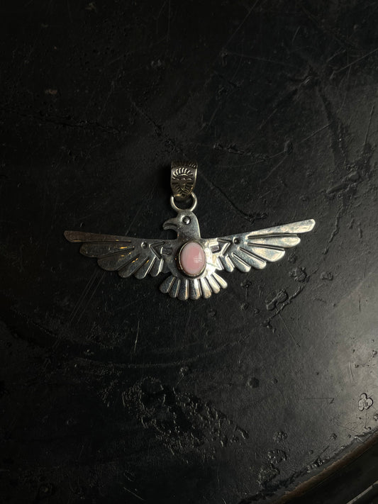 Pink Conch Thunderbird Pendant | 925 Sterling Silver C959