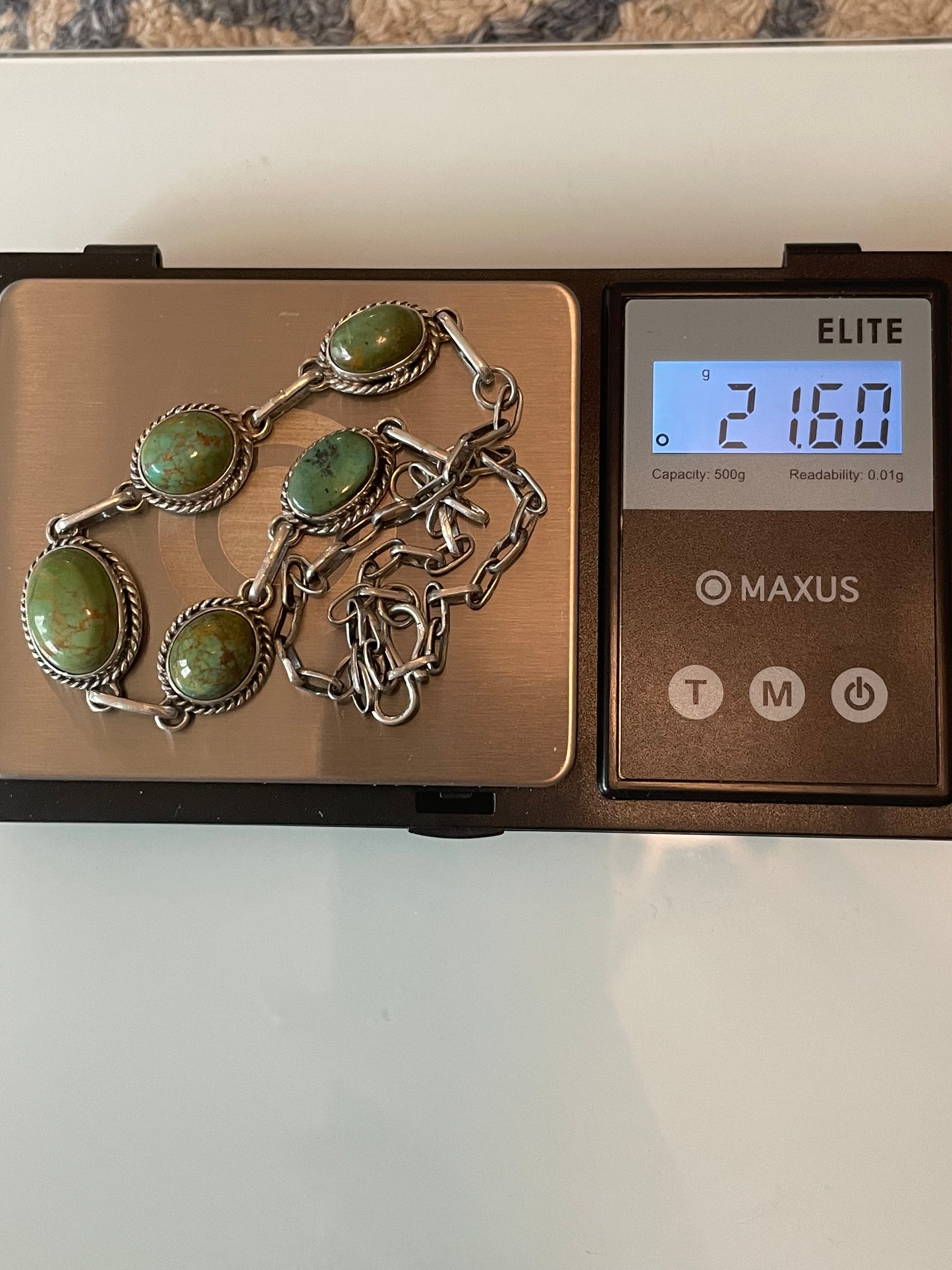 Green Turquoise Link Necklace | Sterling Silver E943