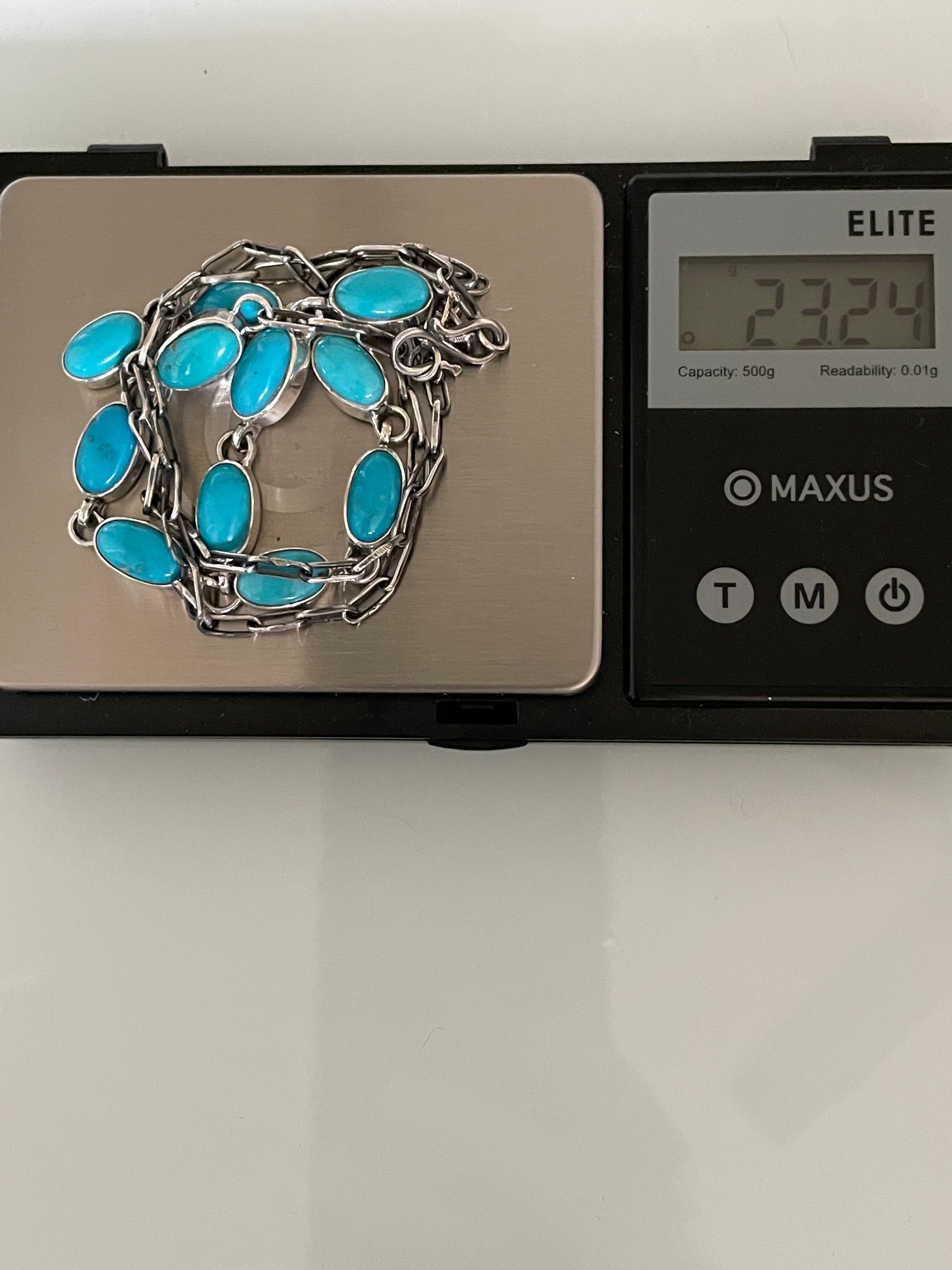Kingman Turquoise Drop Lariat Necklace | 925 Sterling Silver G597