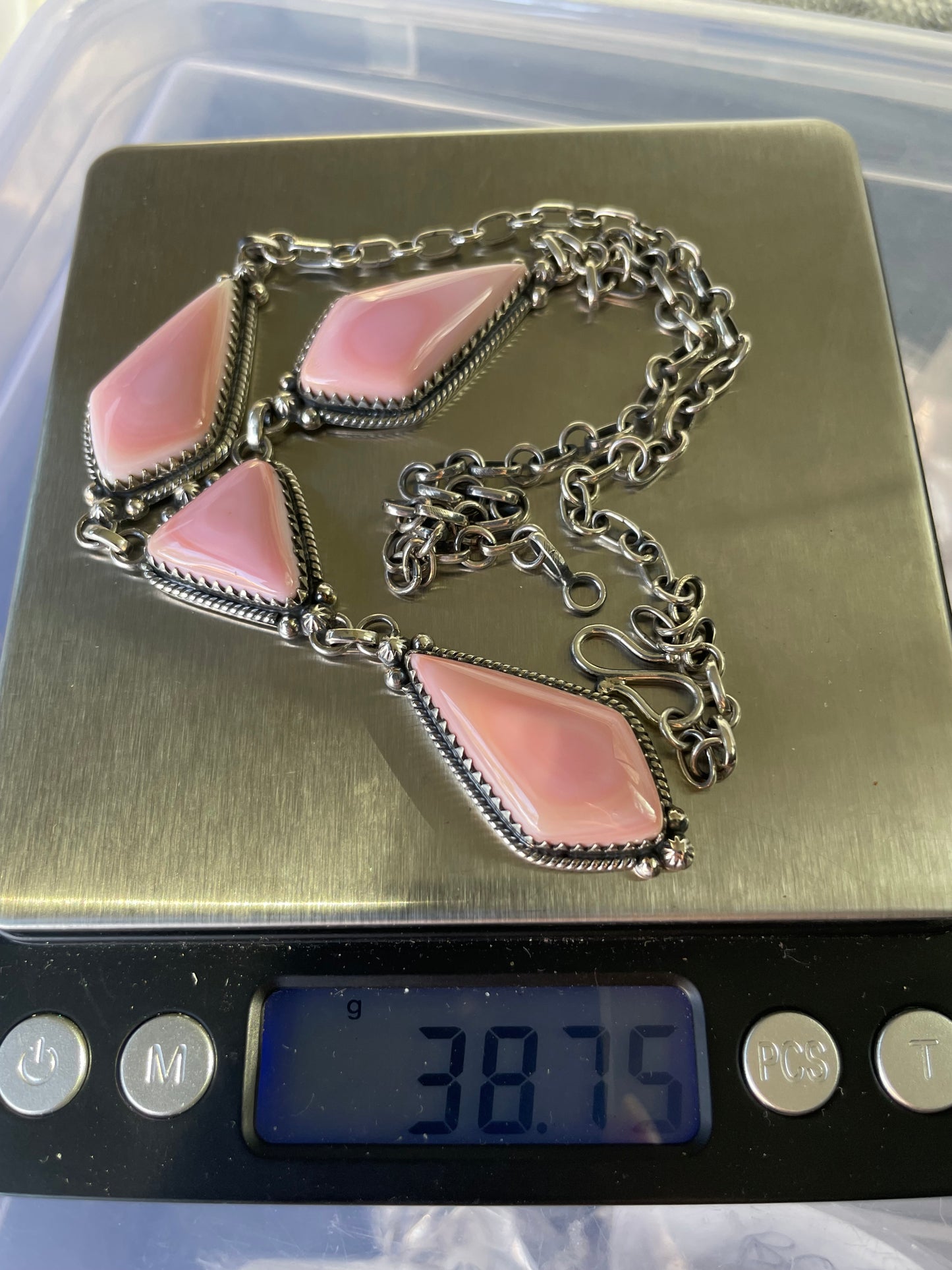 Pink Conch Lariat Necklace | 925 Sterling Silver B664