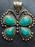 Kingman Turquoise Butterfly Pendant | Sterling Silver G461