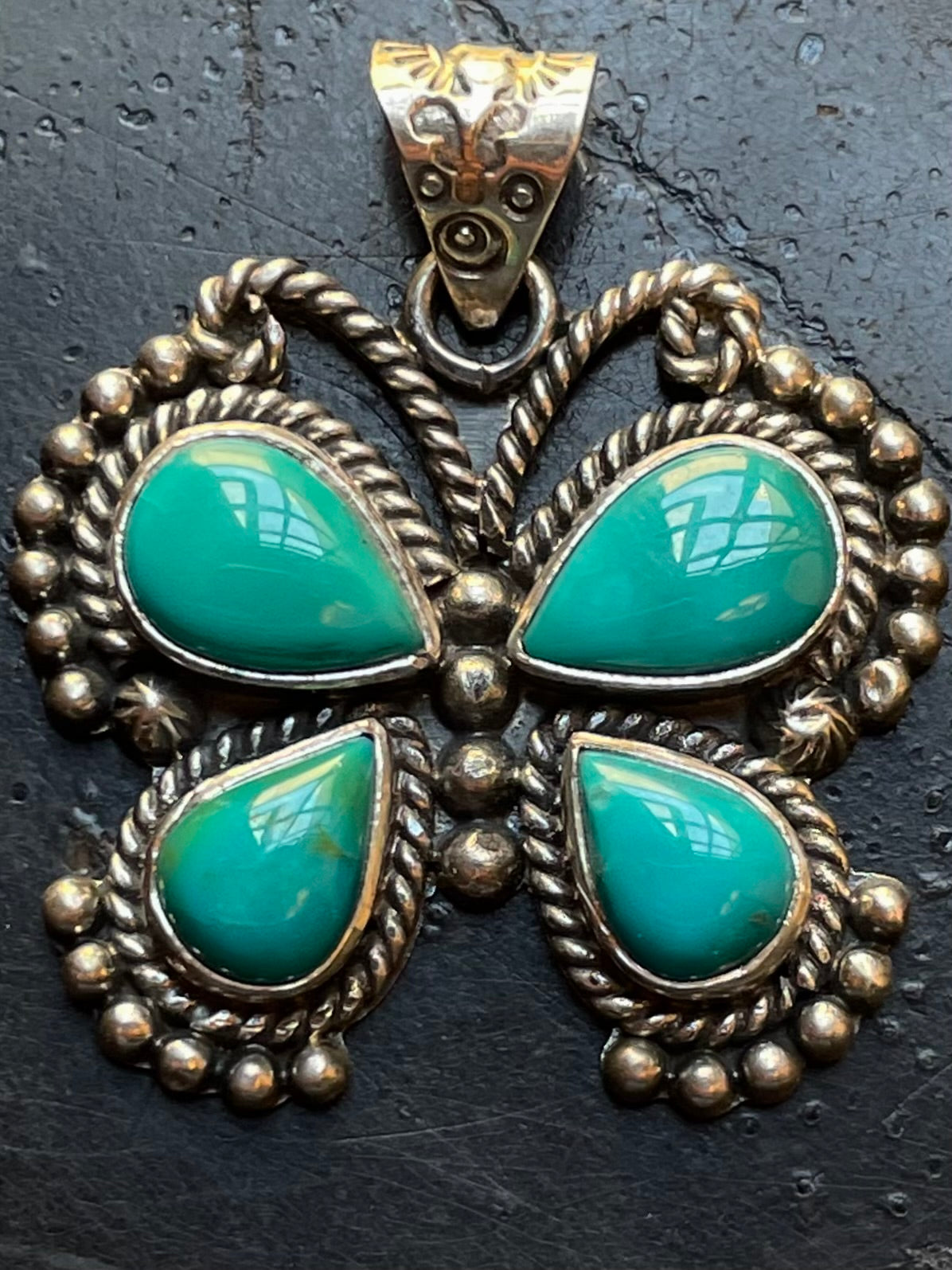 Kingman Turquoise Butterfly Pendant | Sterling Silver G461