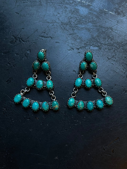 Kingman Turquoise Chandelier Earrings | 925 Sterling Silver E393