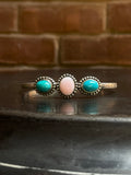 Pink Conch & Kingman Turquoise Cuff Bracelet | 925 Sterling Silver G614