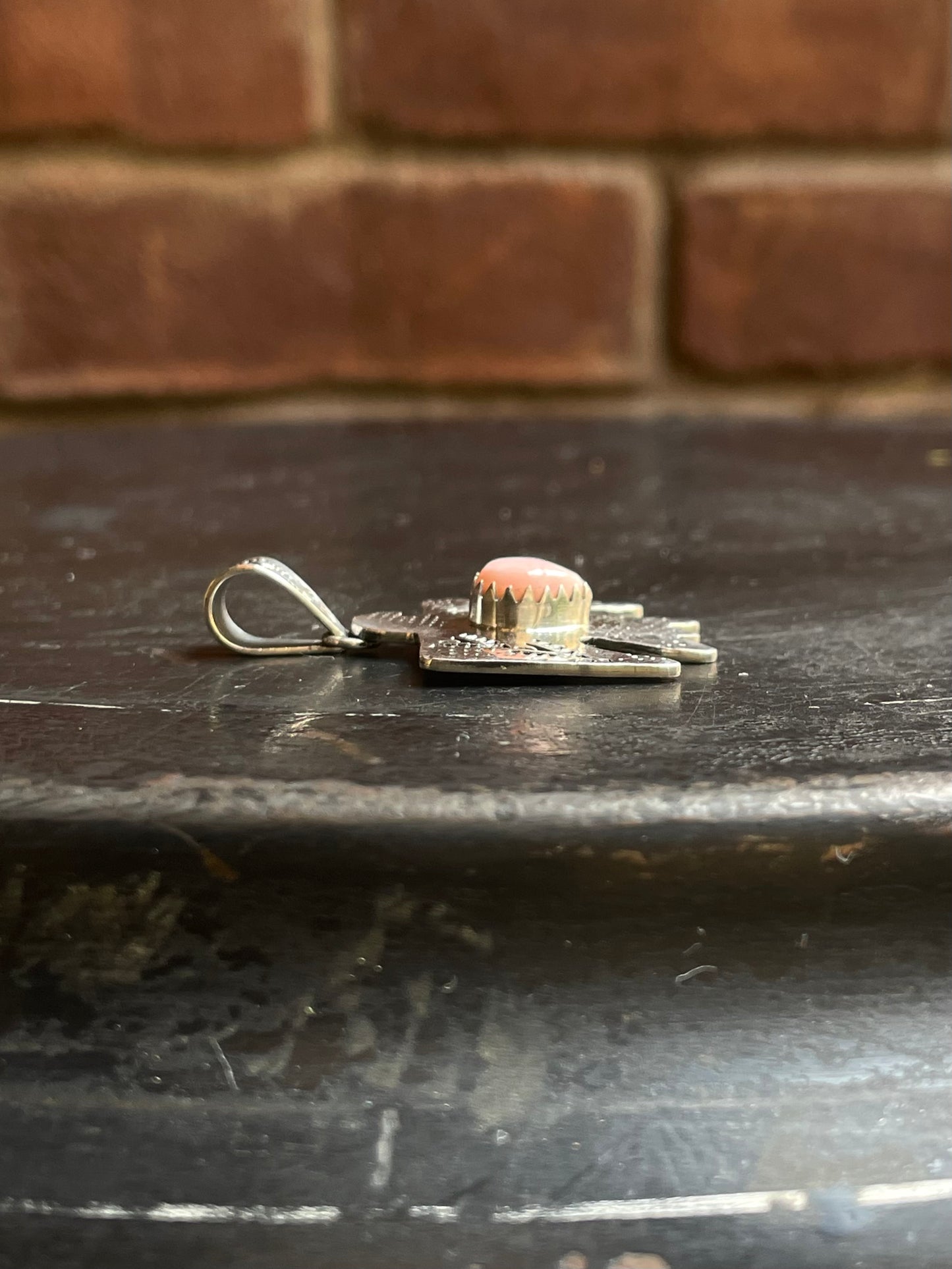 Pink Conch Thunderbird Pendant | 925 Sterling Silver  E954