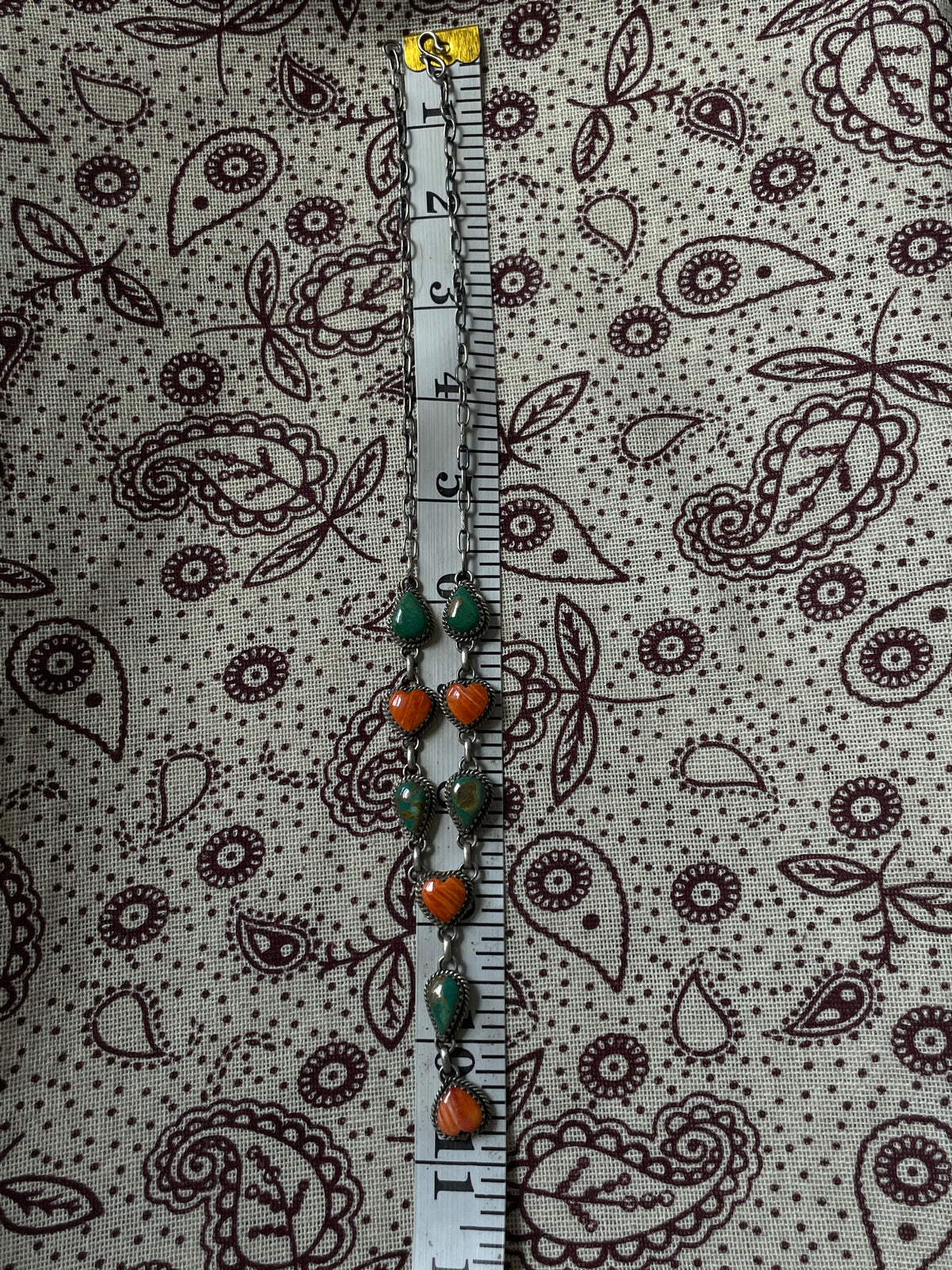 Kingman Turquoise & Spiny Oyster Lariat Necklace | 925 Sterling Silver D317