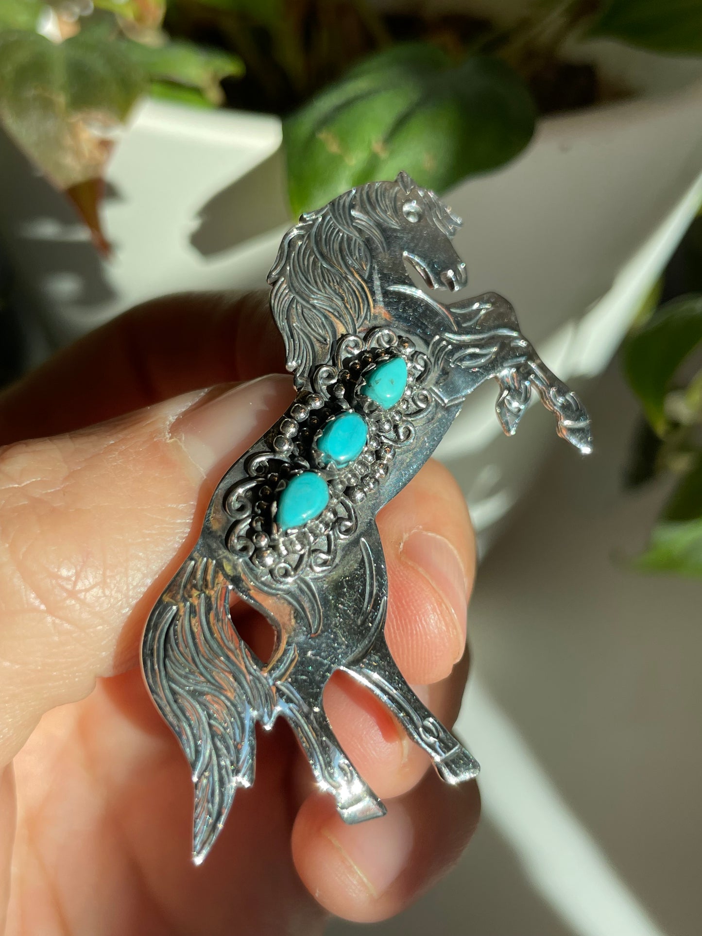 Turquoise Horse Pendant | Sterling Silver 925 B803