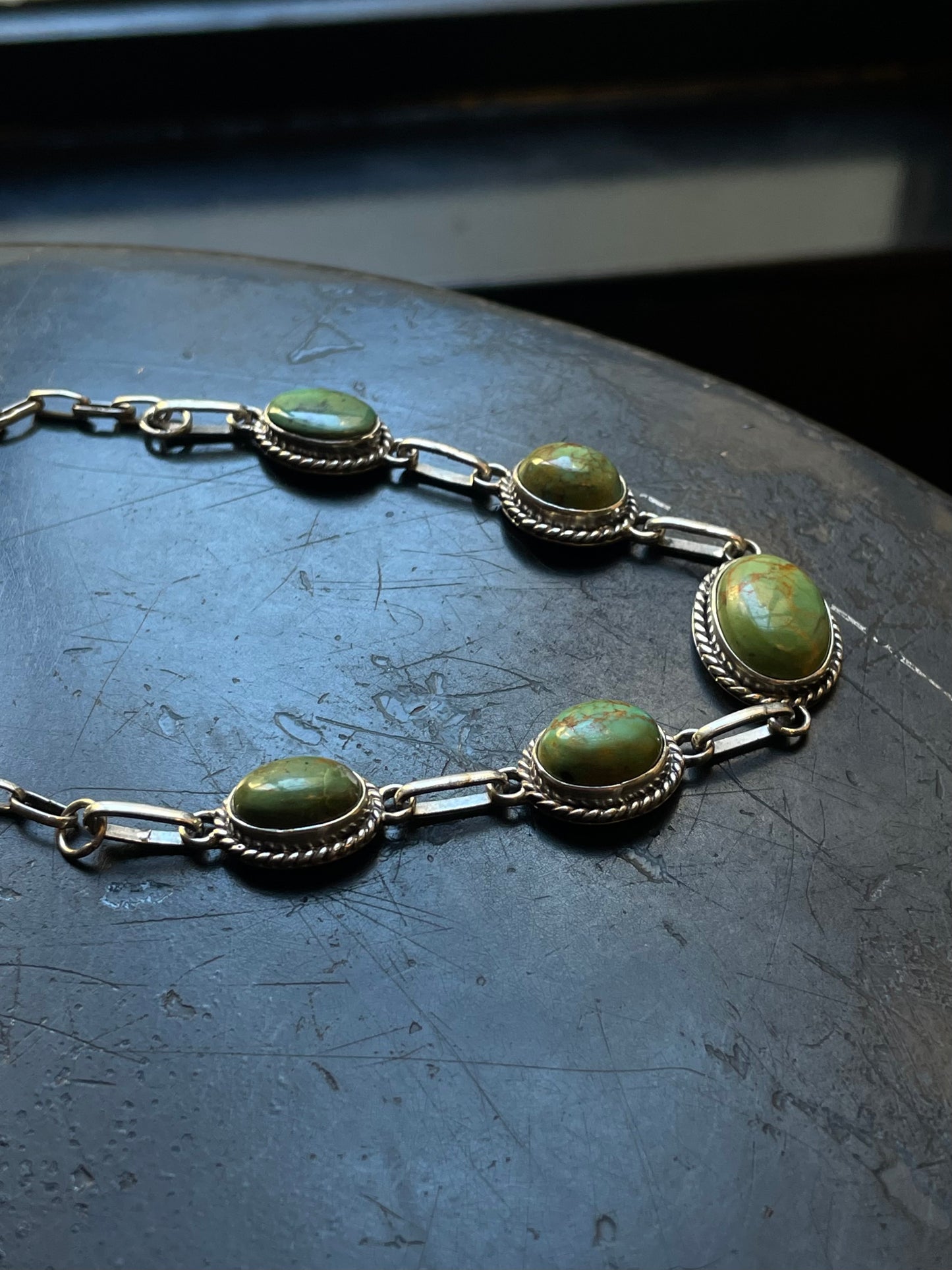 Green Turquoise Link Necklace | Sterling Silver E943