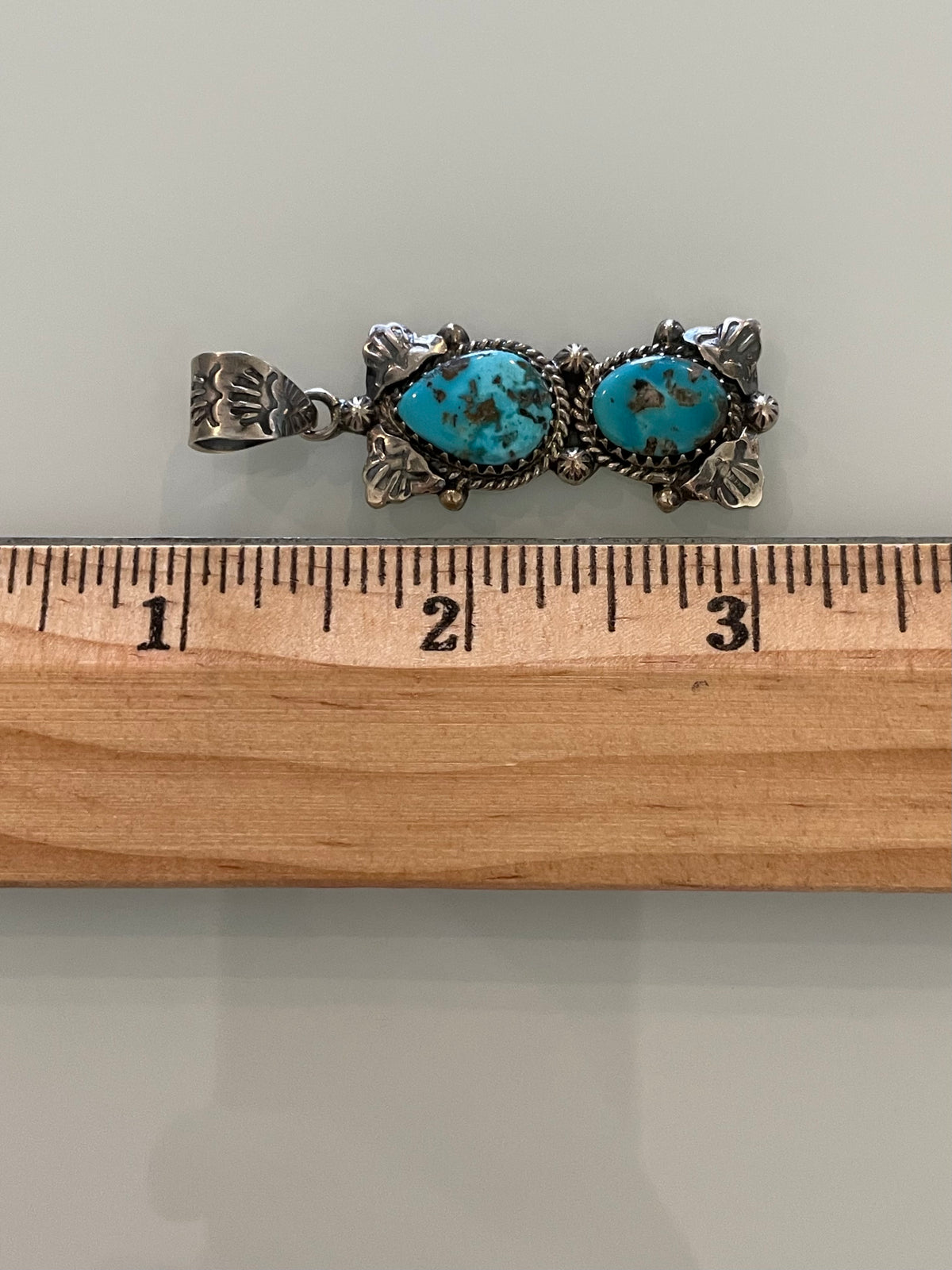 Turquoise Double Stone Pendant | 925 Sterling Silver G683