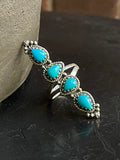 Kingman Turquoise Row Ring Size 7 | 925 Sterling Silver G581