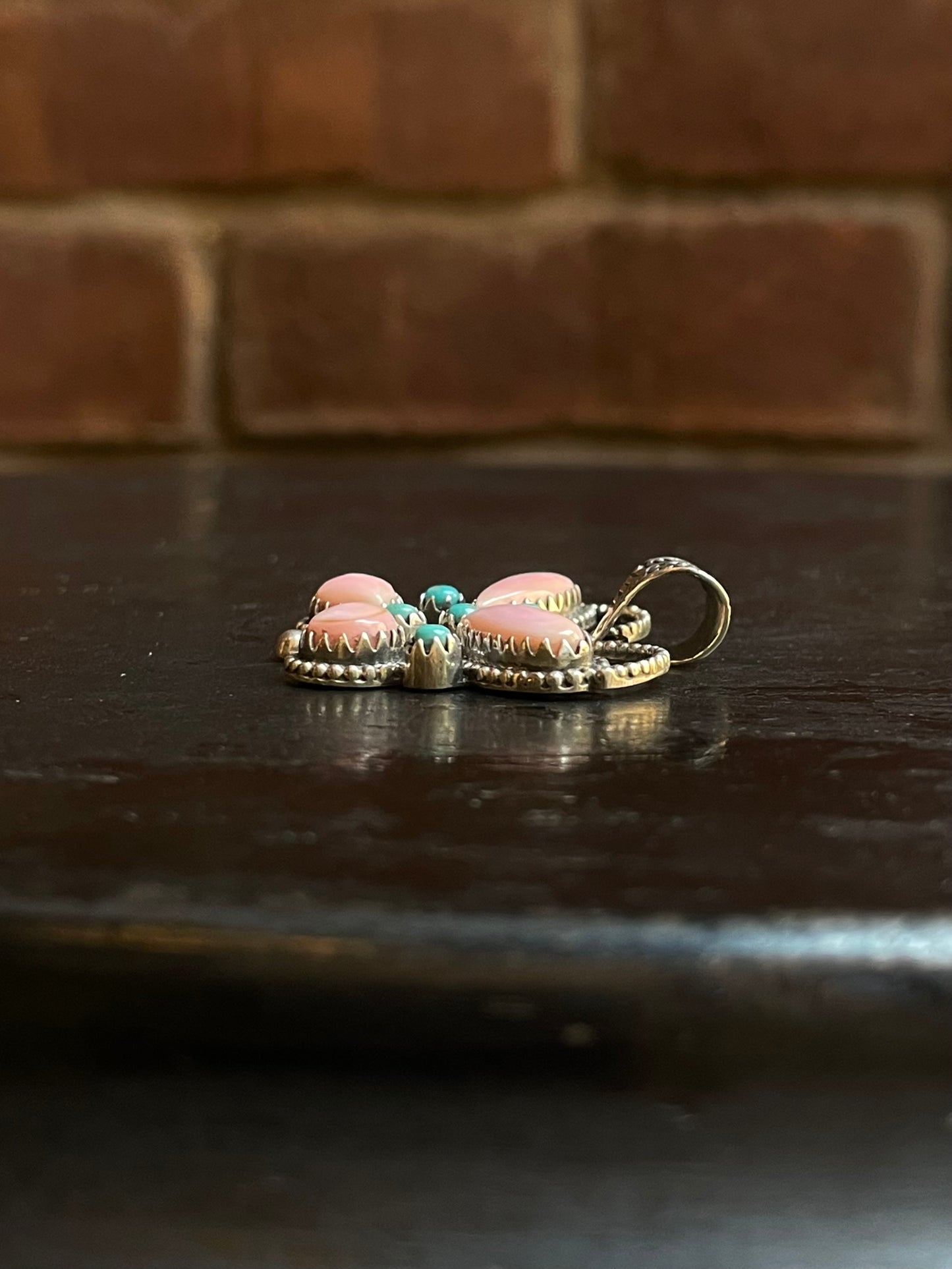 Pink Conch Butterfly Pendant | Sterling Silver G455