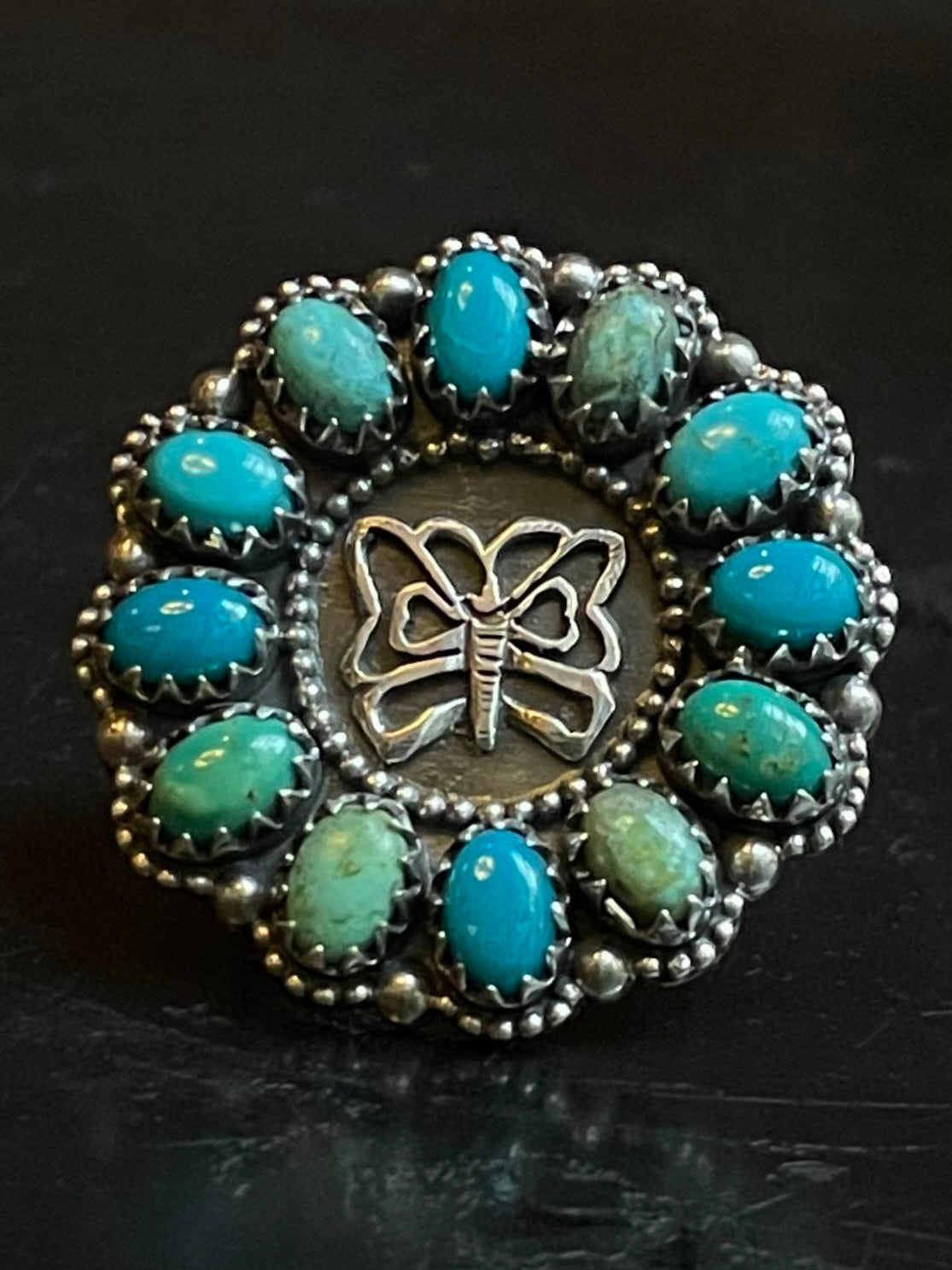 Turquoise Cluster Ring Size 7 | 925 Sterling Silver G263