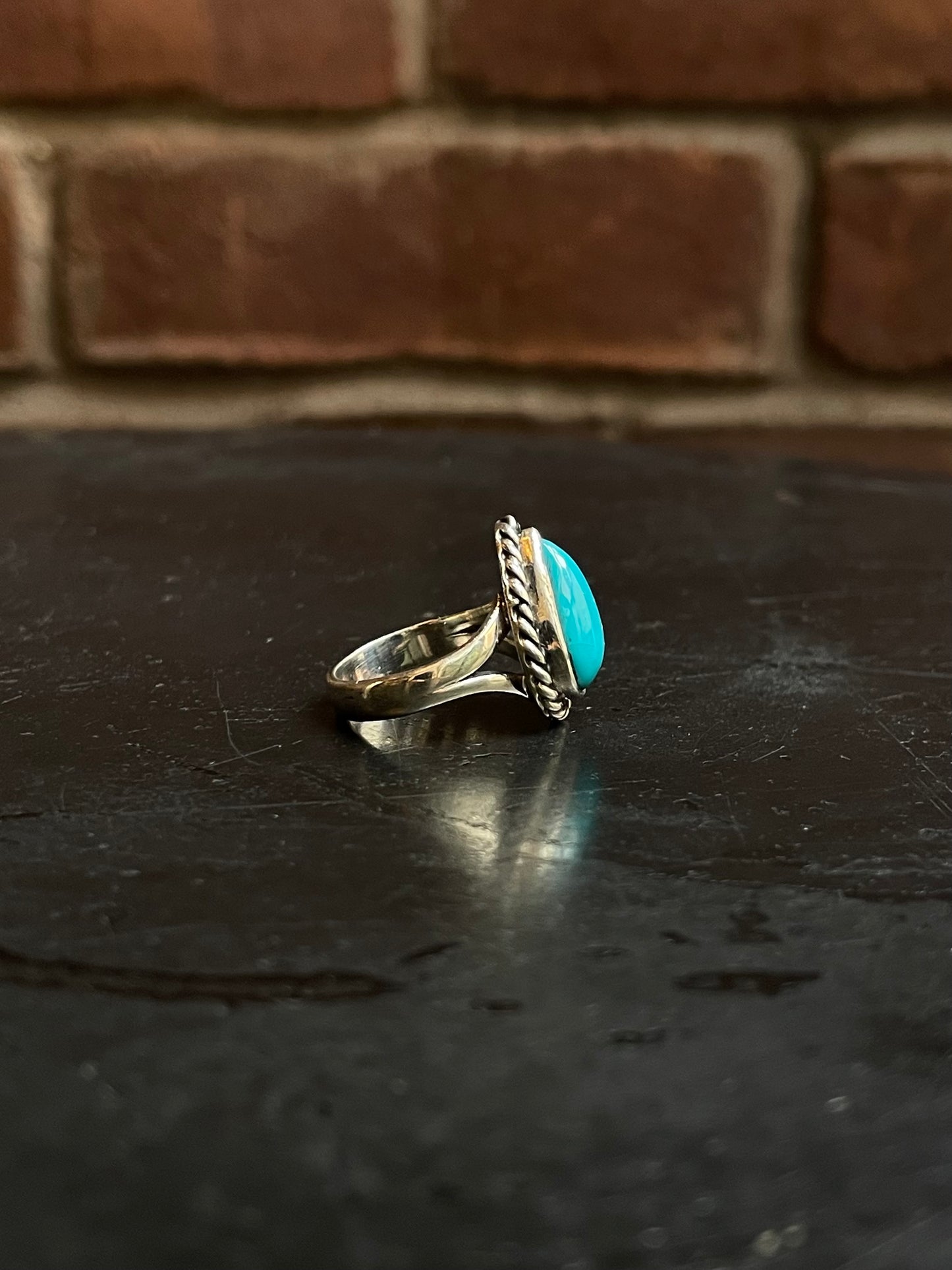 Kingman Turquoise Teardrop Ring Size 6 | 925 Sterling Silver Southwest E172