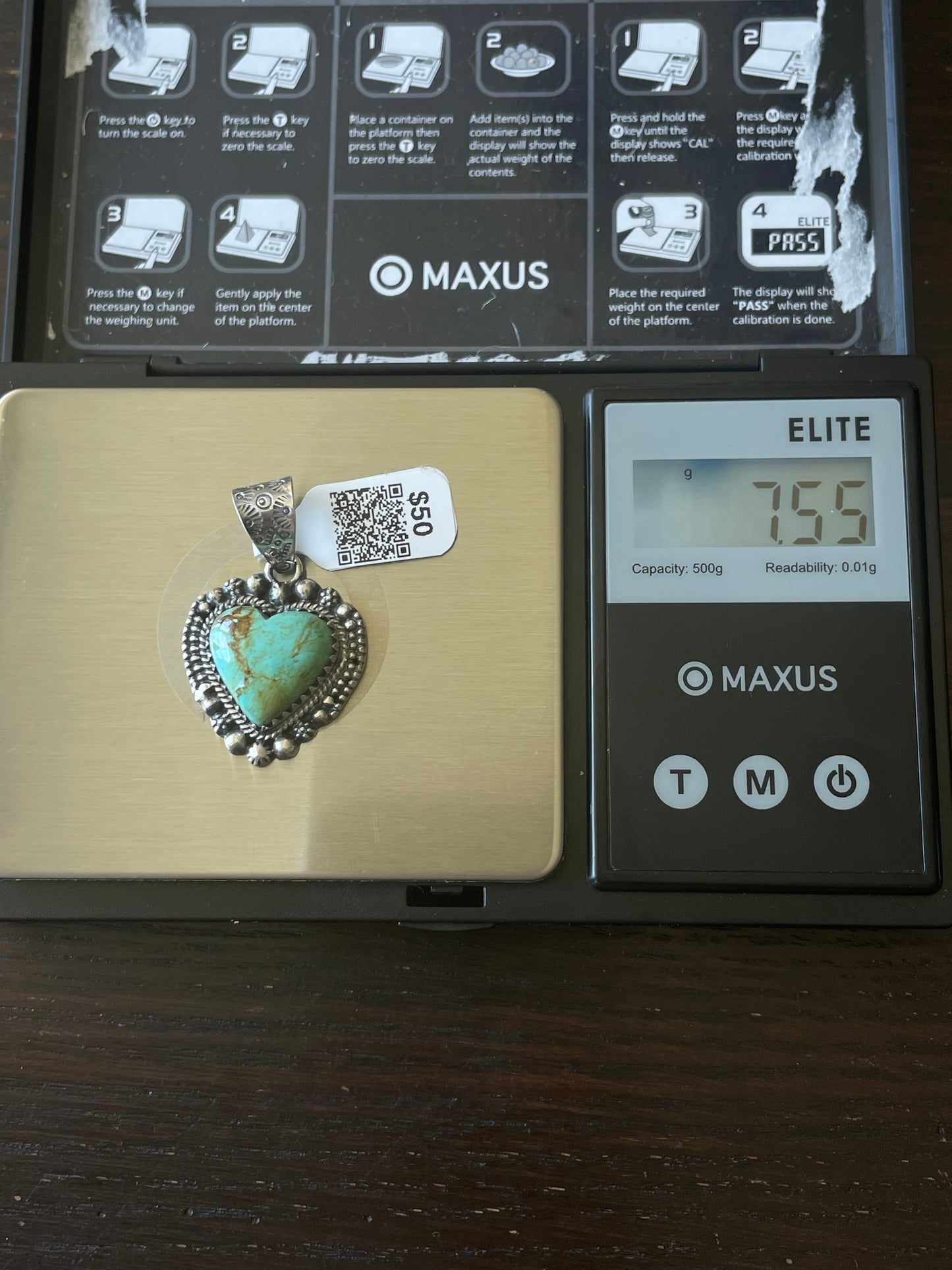 Kingman Turquoise Heart Pendant | Sterling Silver | A656