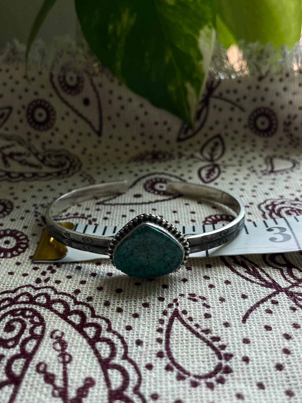 Turquoise Teardrop Cuff Bracelet | 925 Sterling Silver D279