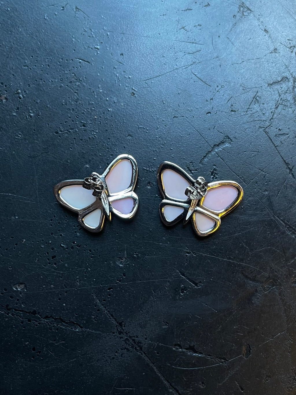 Pink Conch Butterfly Stud Earrings | 925 Sterling Silver E409