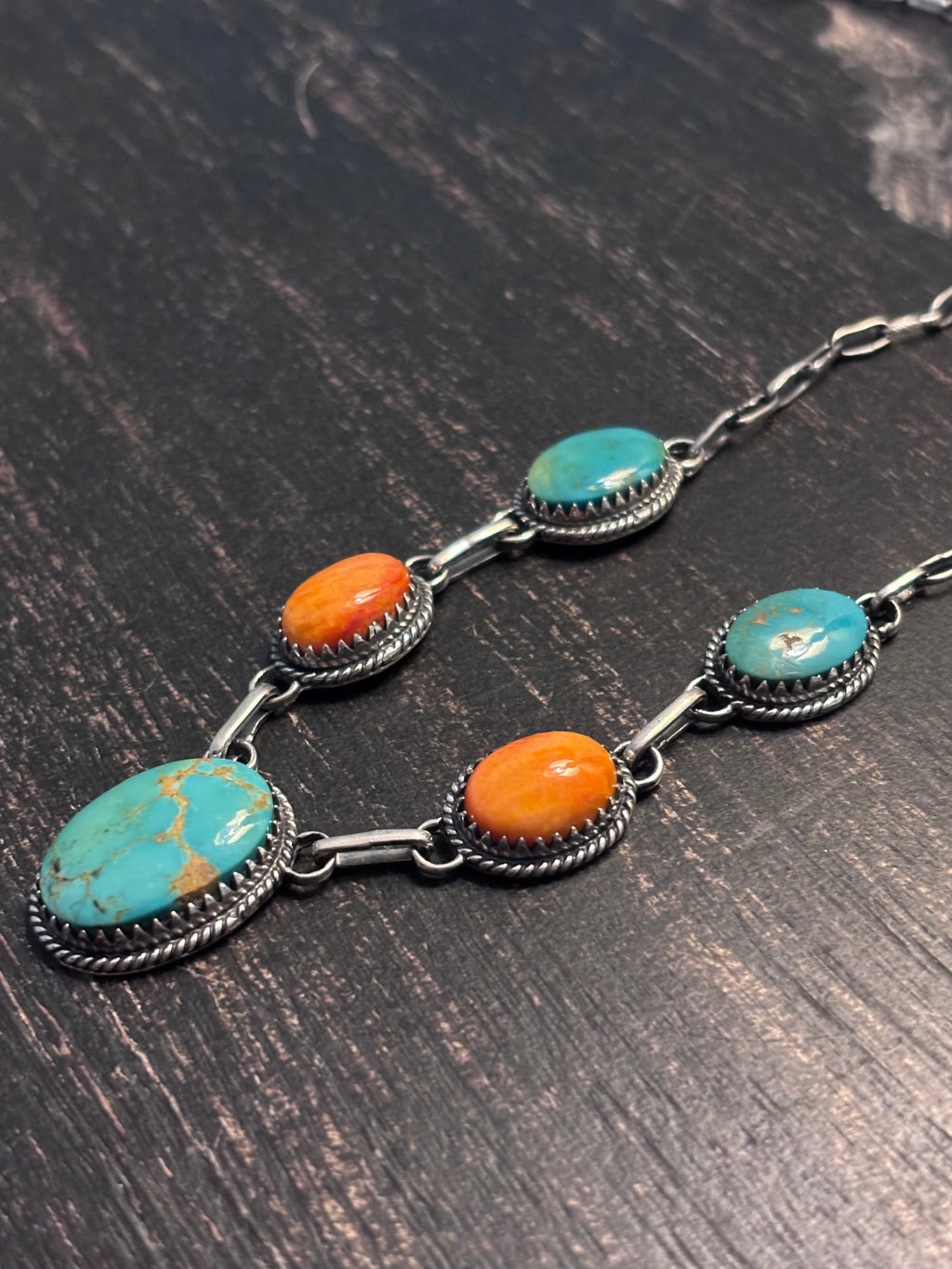 Turquoise Spiny Oyster Necklace | 925 Sterling Silver A109