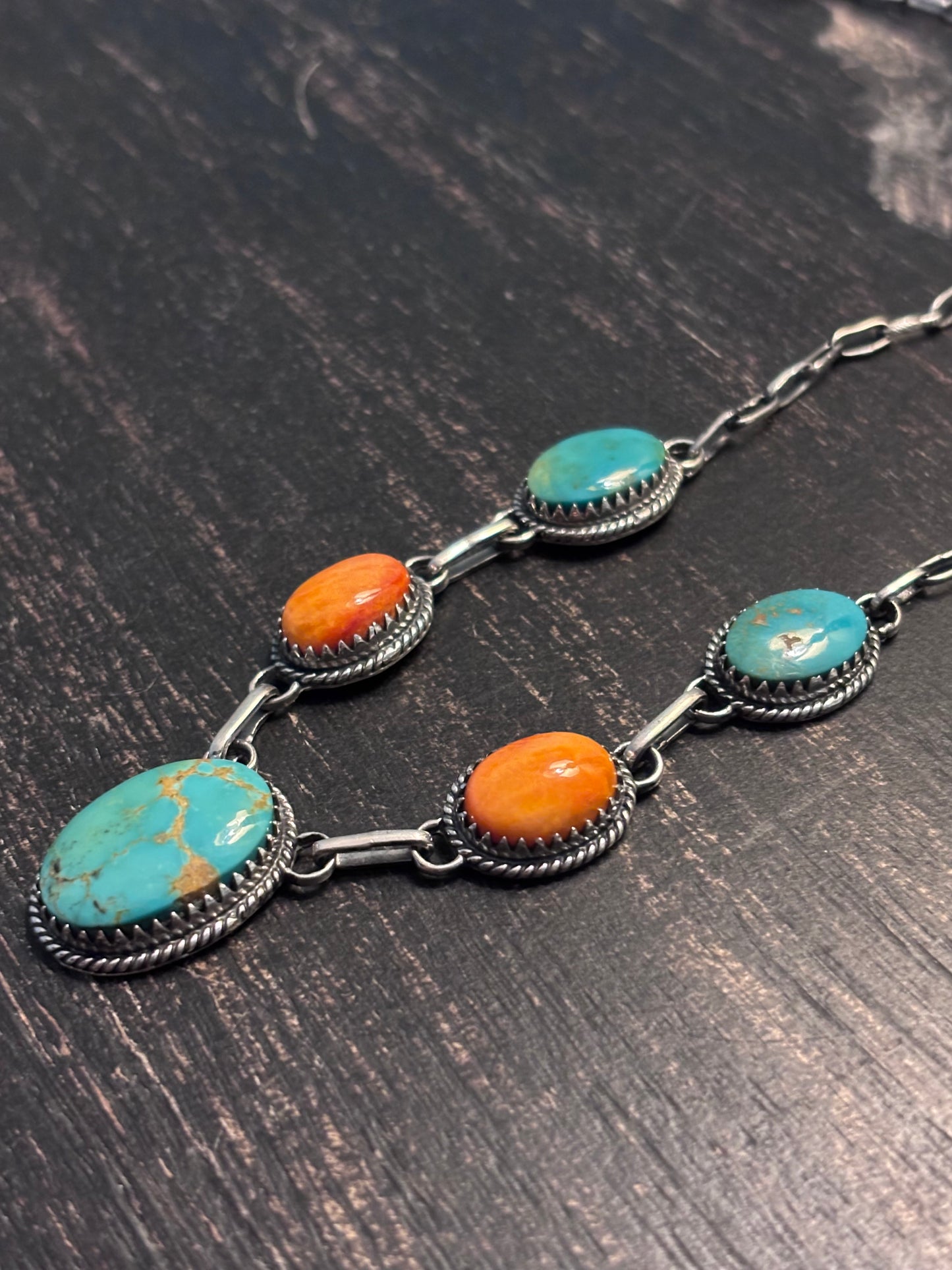 Turquoise Spiny Oyster Necklace | 925 Sterling Silver A109