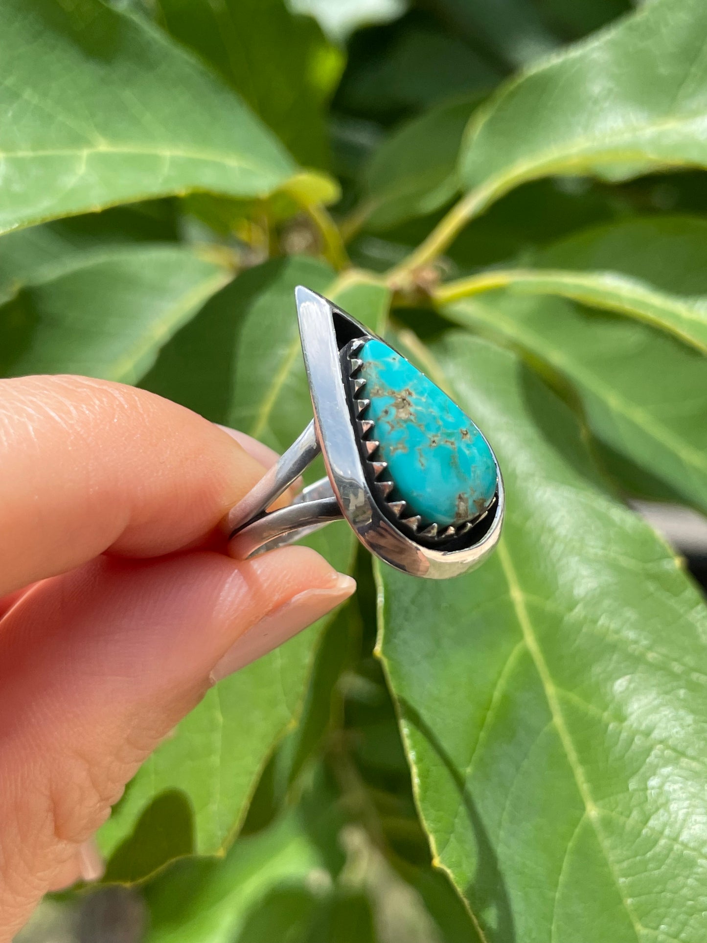 Kingman Turquoise Tear Drop Ring Size 7 | 925 Sterling Silver D175
