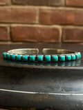 Kingman Turquoise Cuff | Square Stone Row | 925 Silver E538