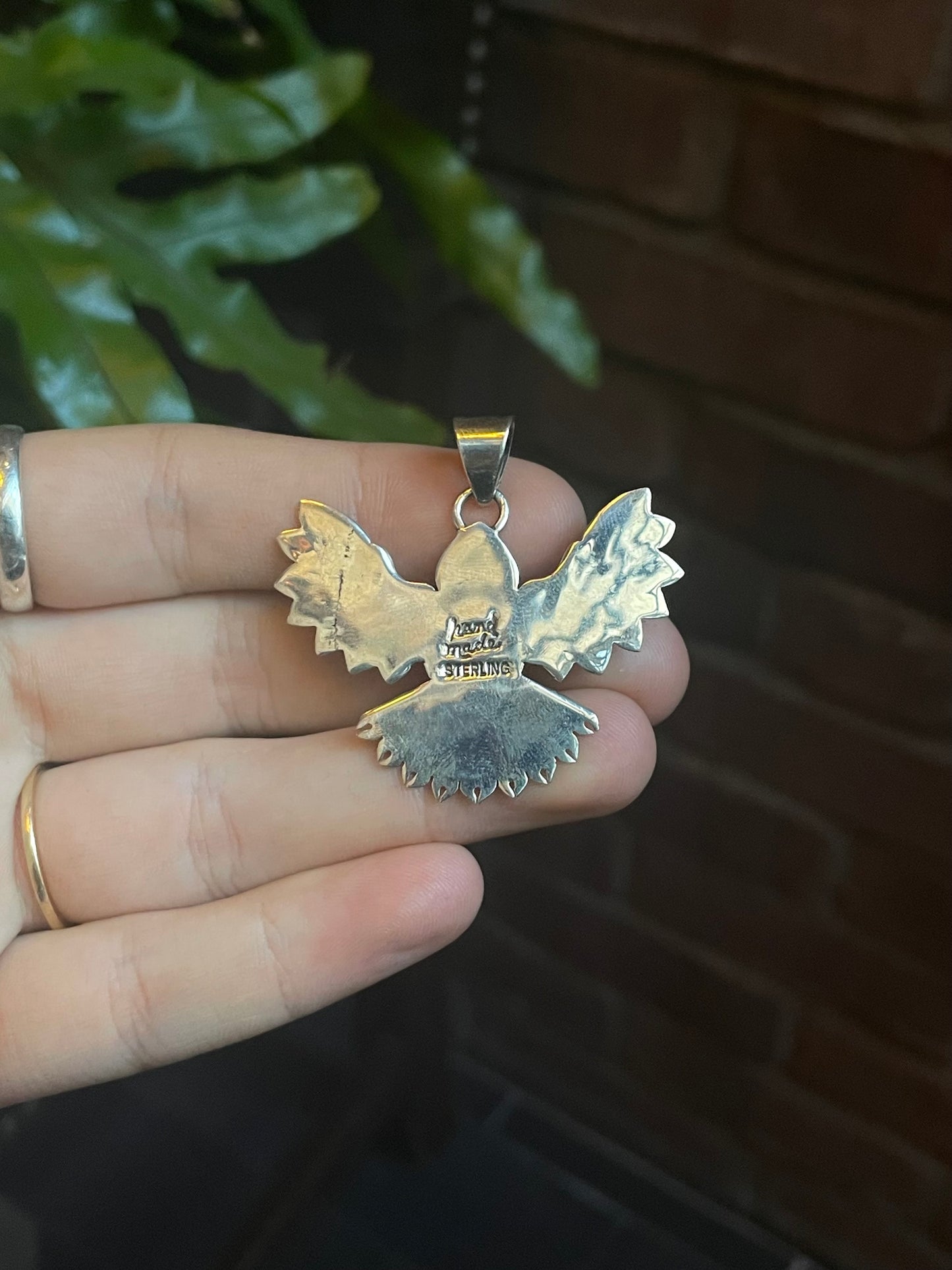 Pink Conch Thunderbird Pendant | 925 Sterling Silver C903