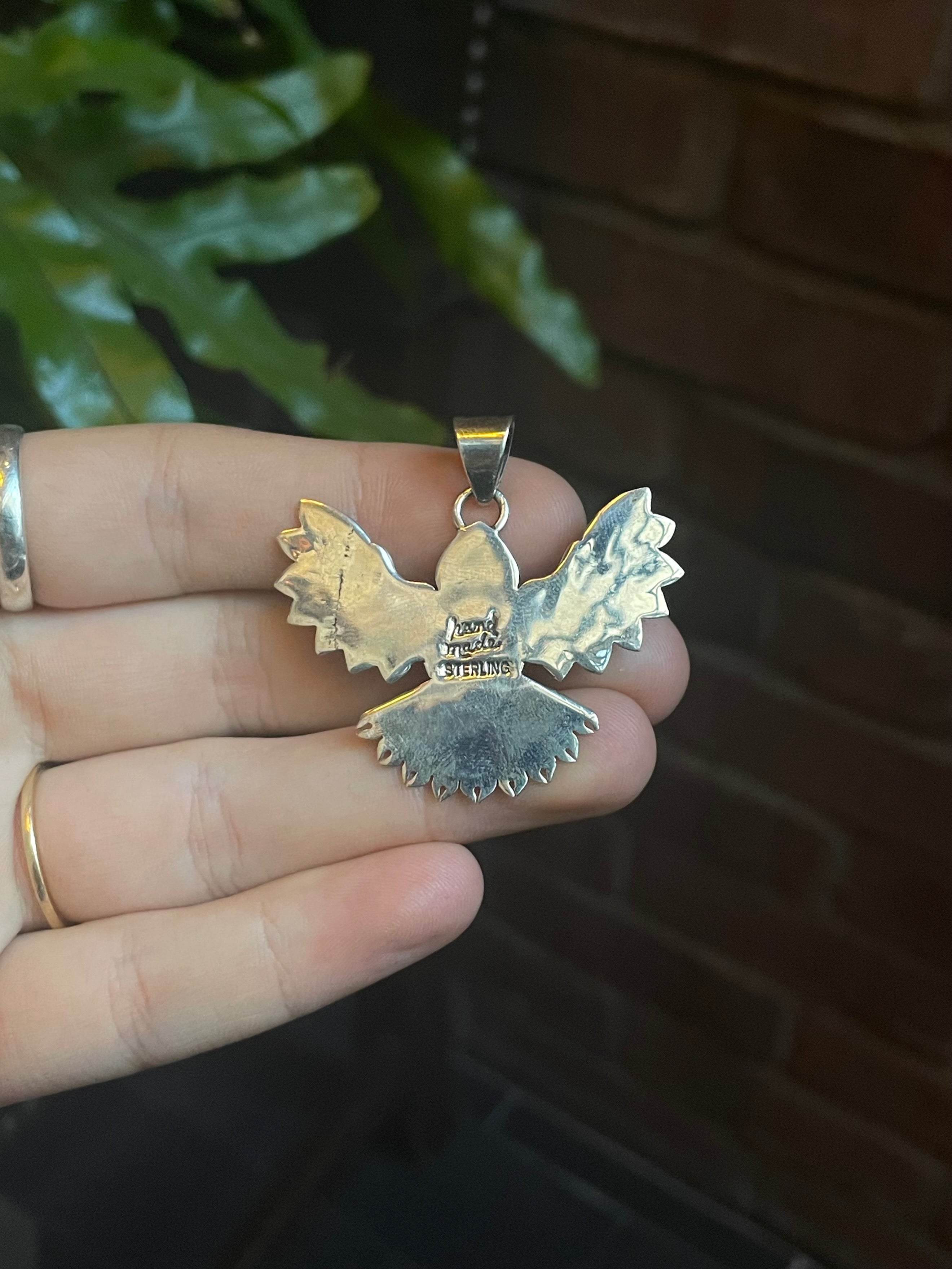 Pink Conch Thunderbird Pendant | 925 Sterling Silver C903