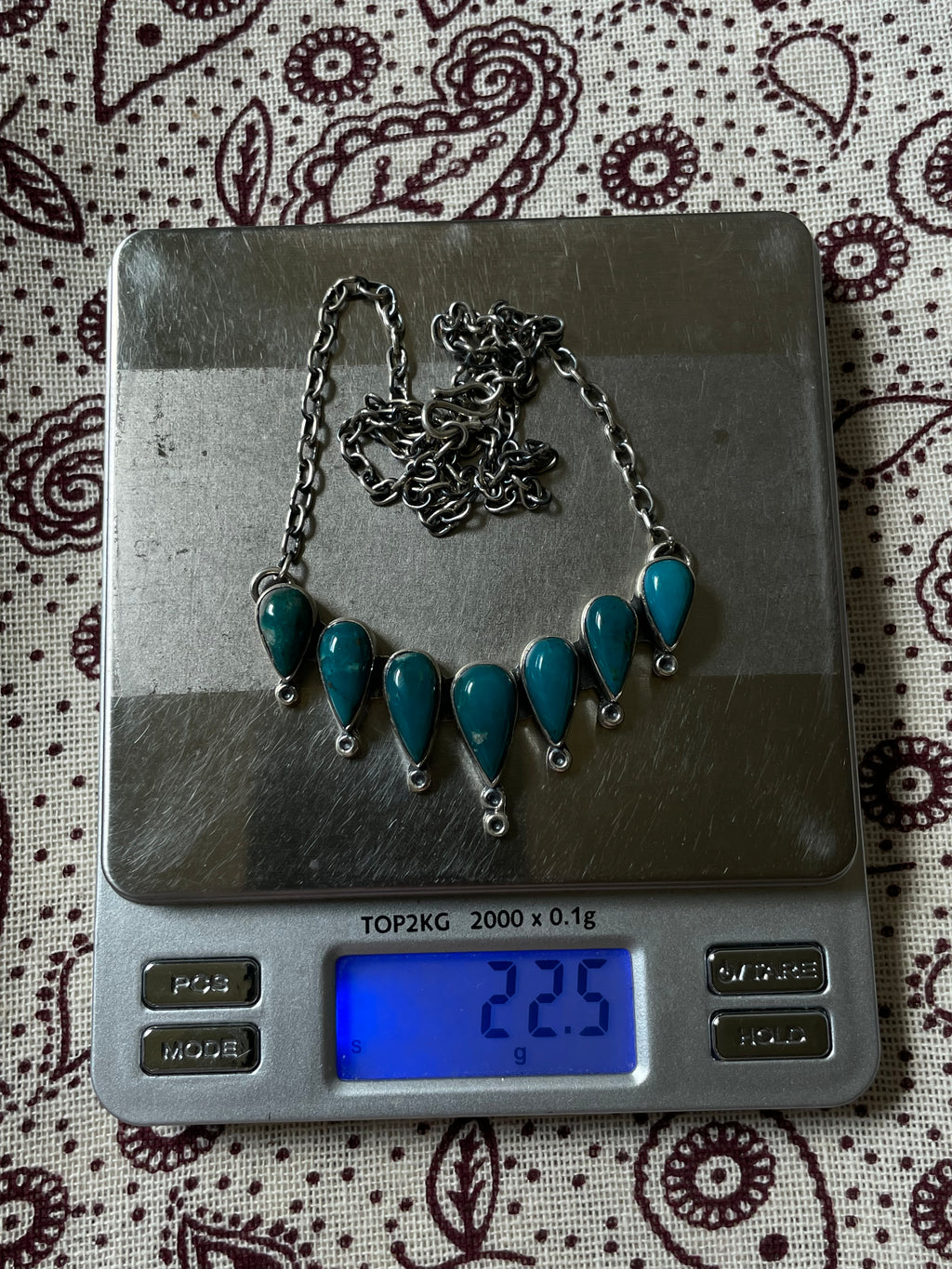Turquoise Teardrop Bib Necklace | 925 Sterling Silver D320
