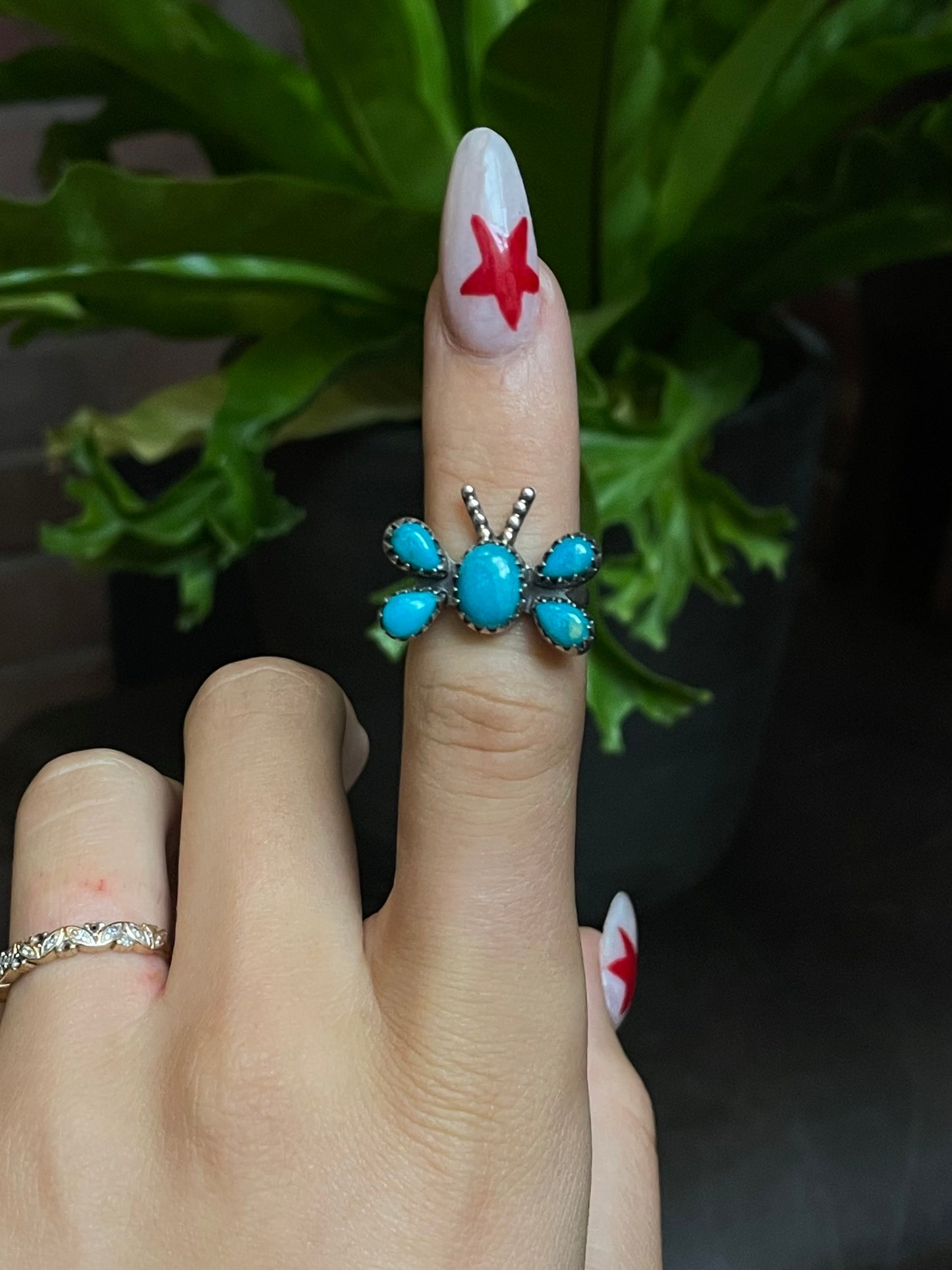 Kingman Turquoise Butterfly Ring Size 5.75 | 925 Sterling Silver G493