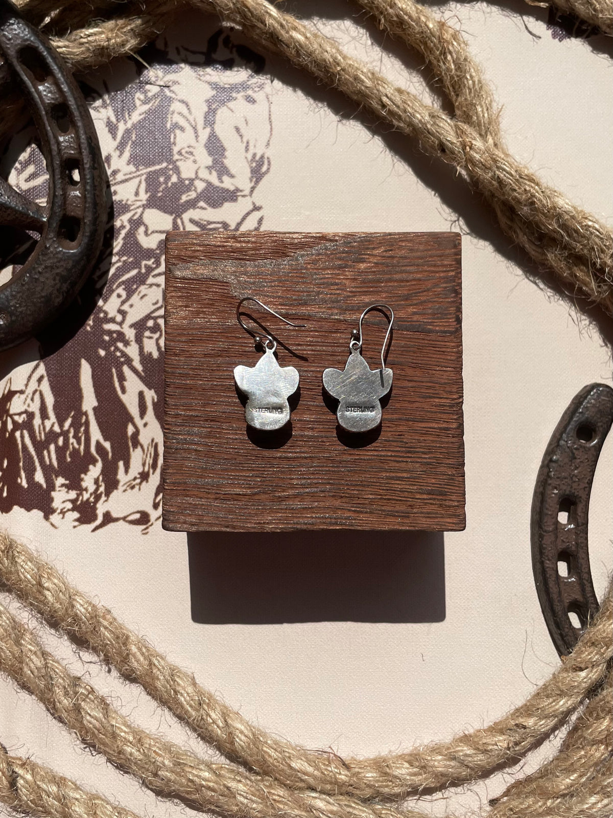 Turquoise Paw Print Dangle Earrings | 925 Sterling Silver G708
