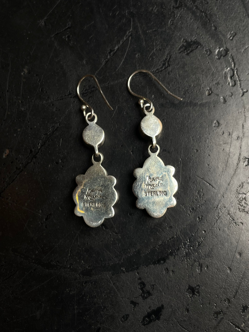 Kingman Turquoise Cluster Dangle Earrings | 925 Sterling Silver C979