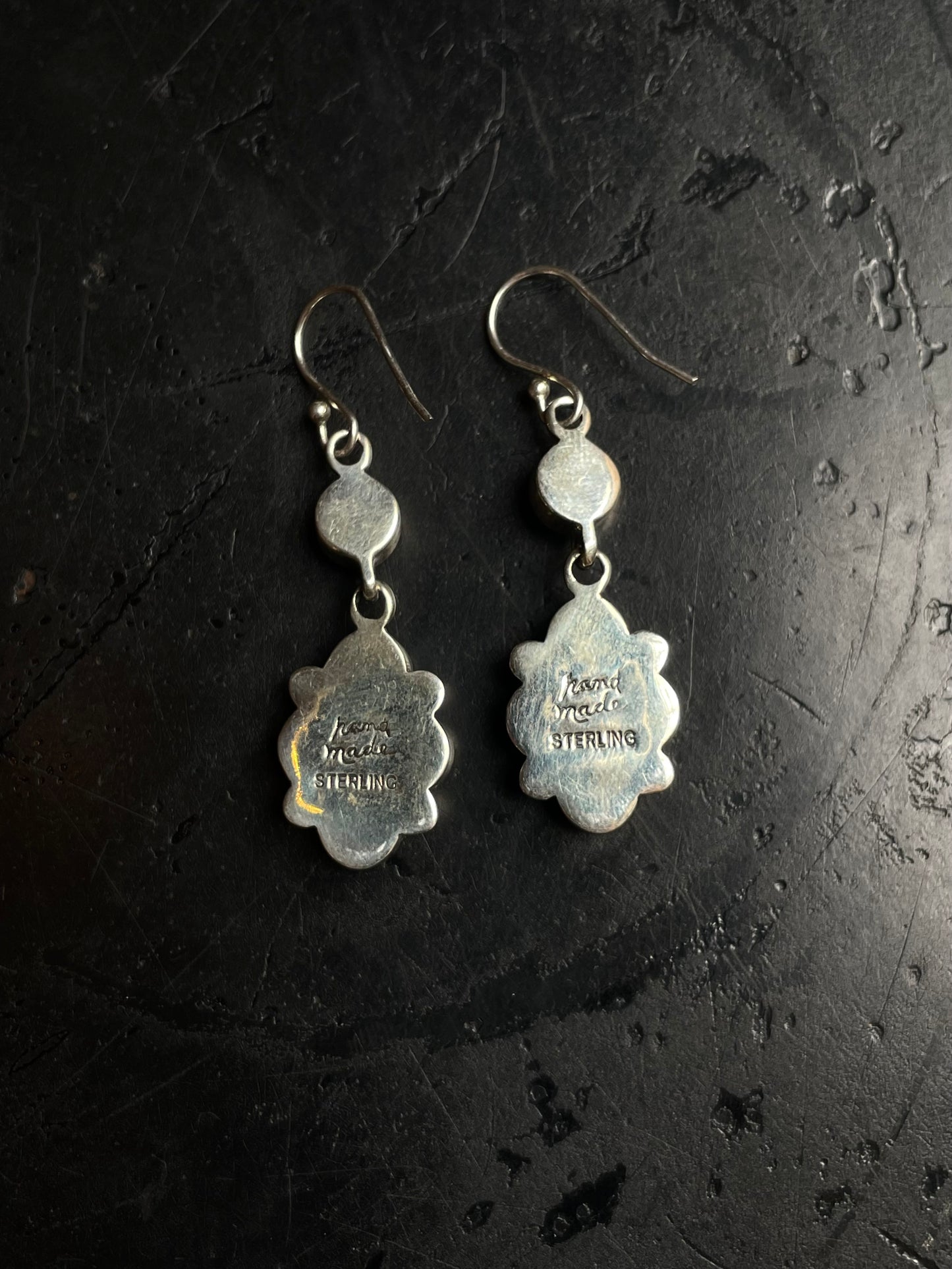 Kingman Turquoise Cluster Dangle Earrings | 925 Sterling Silver C979