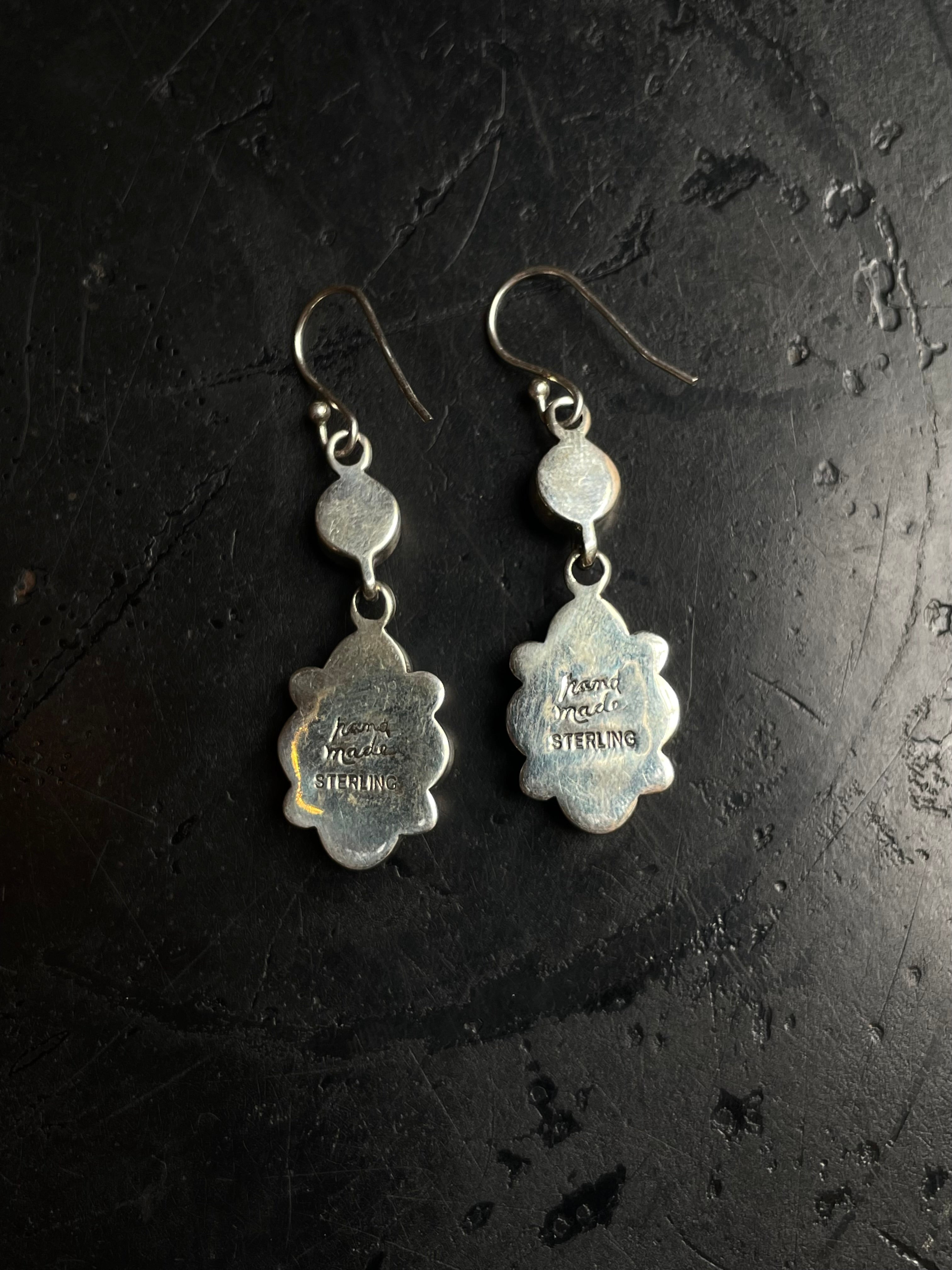 Kingman Turquoise Cluster Dangle Earrings | 925 Sterling Silver C979