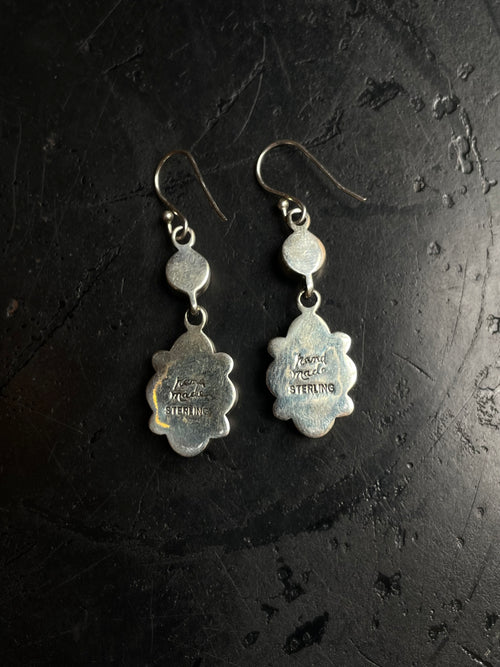 Kingman Turquoise Cluster Dangle Earrings | 925 Sterling Silver C979