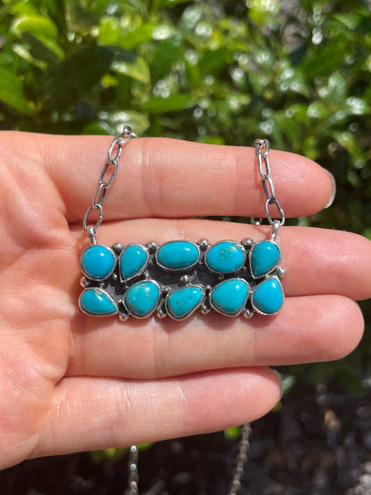 Turquoise Bar Necklace | 925 Sterling Silver D162