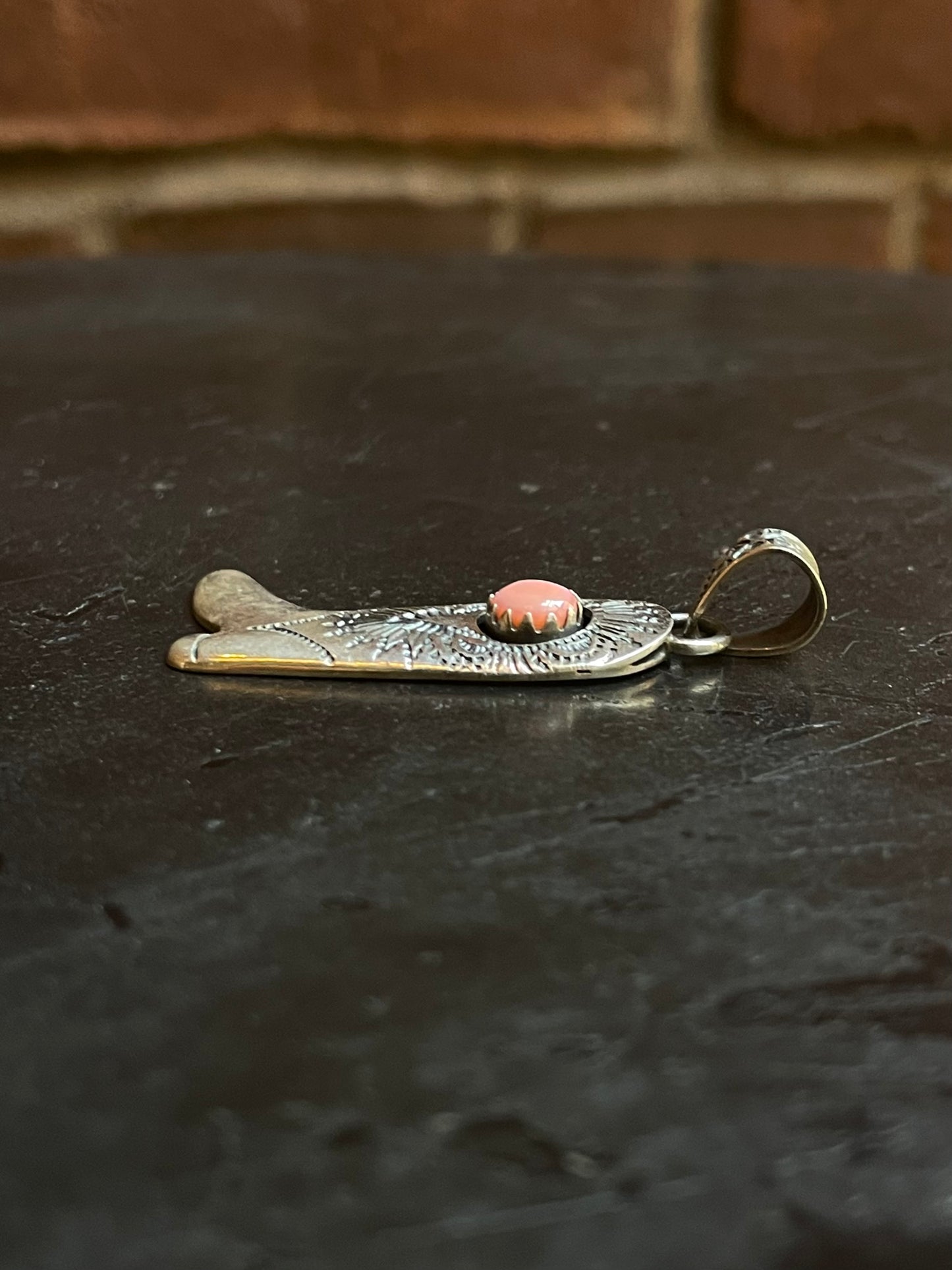 Pink Conch Cowboy Boot Pendant | Sterling Silver G452