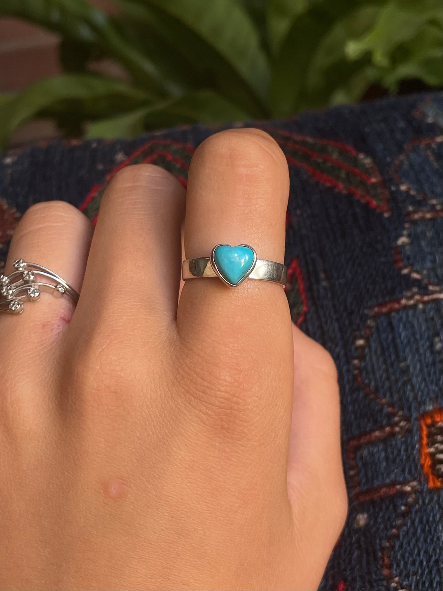 Kingman Turquoise Heart Ring | Sterling Silver | Size 9 G368