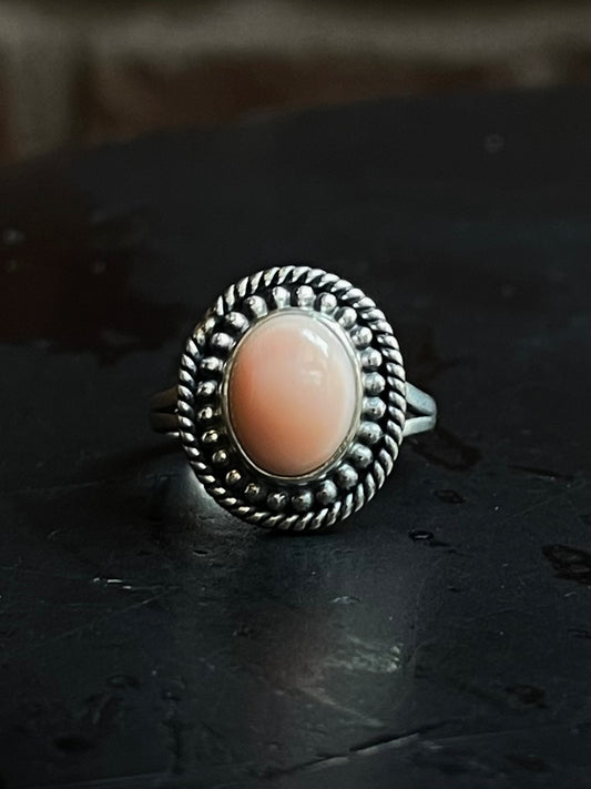 Pink Conch Ring Size 6 | 925 Sterling Silver E752