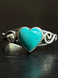 Kingman Turquoise Heart Ring | Sterling Silver | Size 7 G379