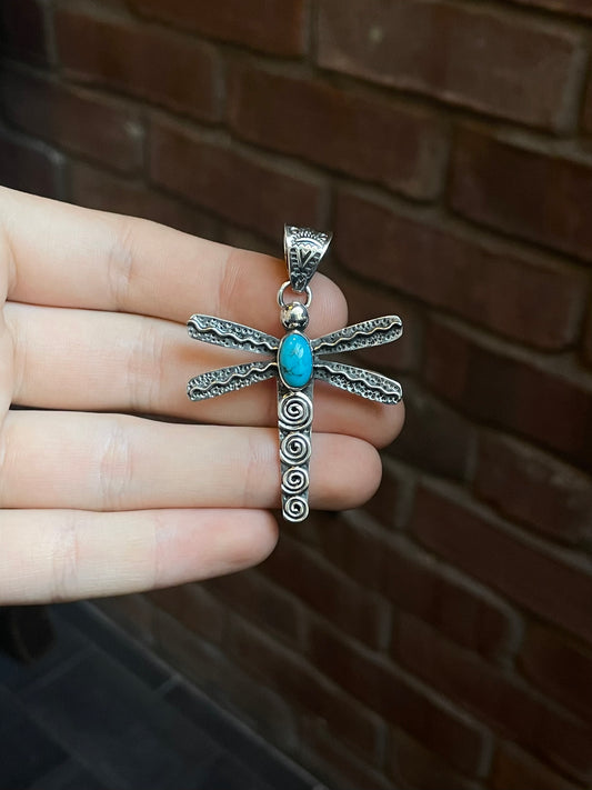 Turquoise Dragonfly Pendant | Sterling Silver 925 C651