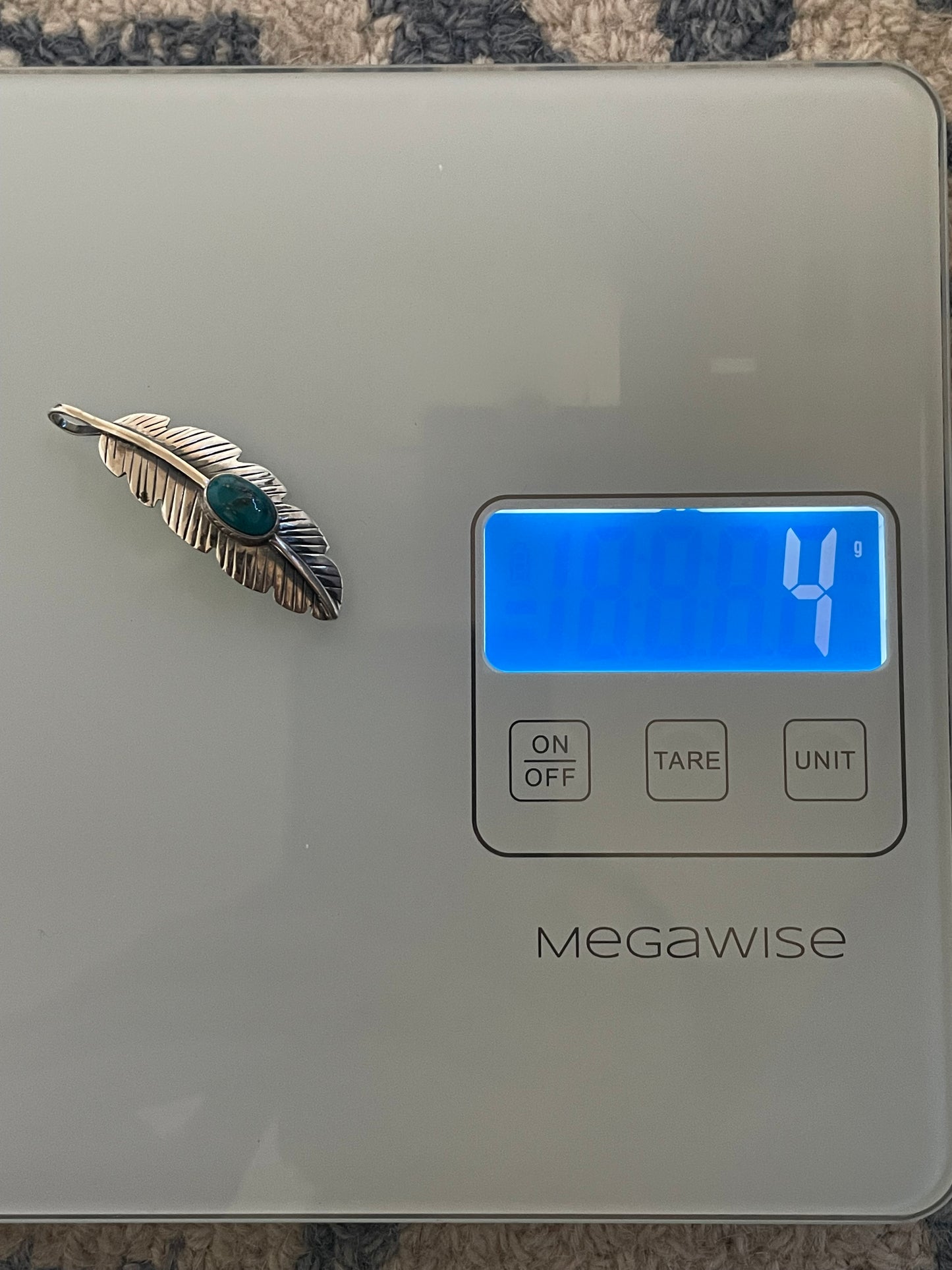 Turquoise Feather Pendant | 925 Sterling Silver C911