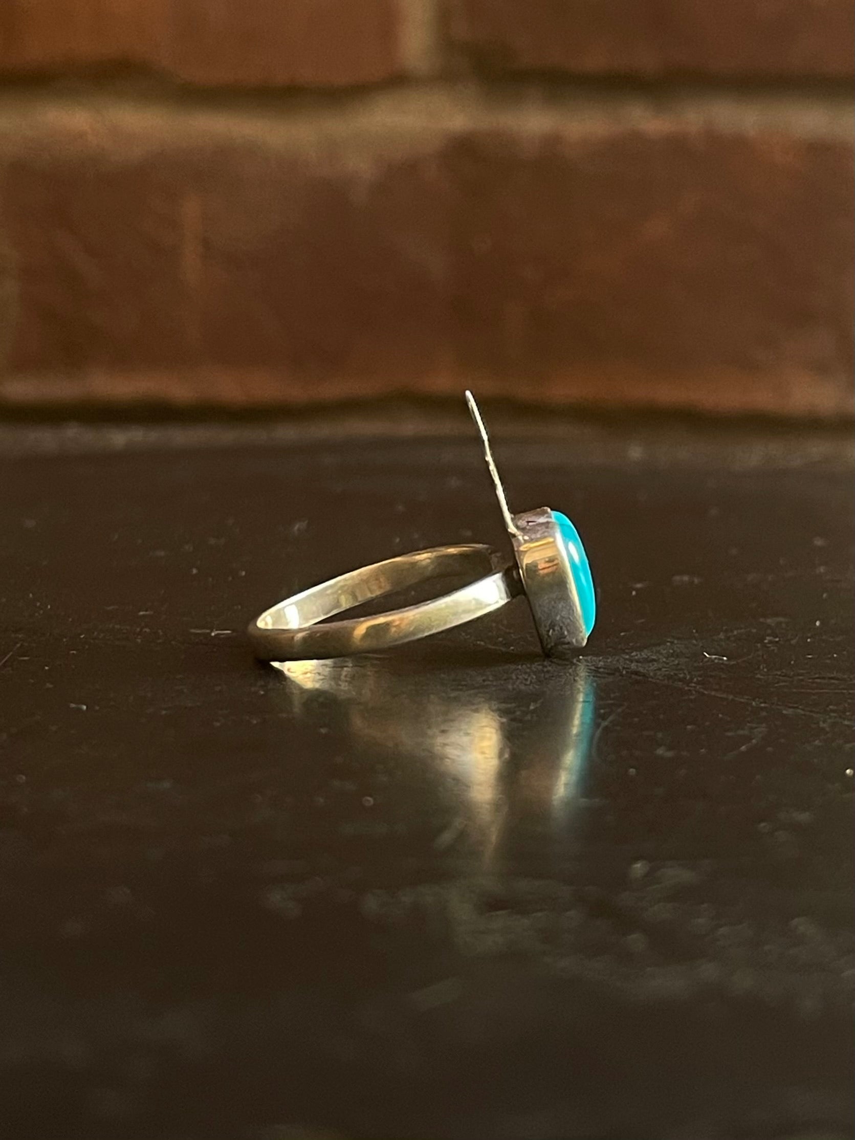 Kingman Turquoise Heart Ring | Sterling Silver | Size 10 G352
