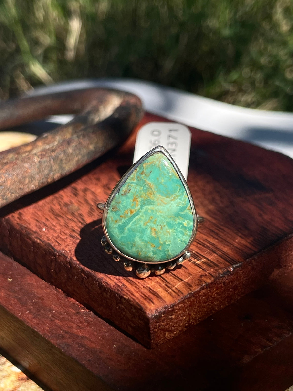 Turquoise Tear Drop Ring | 925 Sterling Silver | Size 6 D362