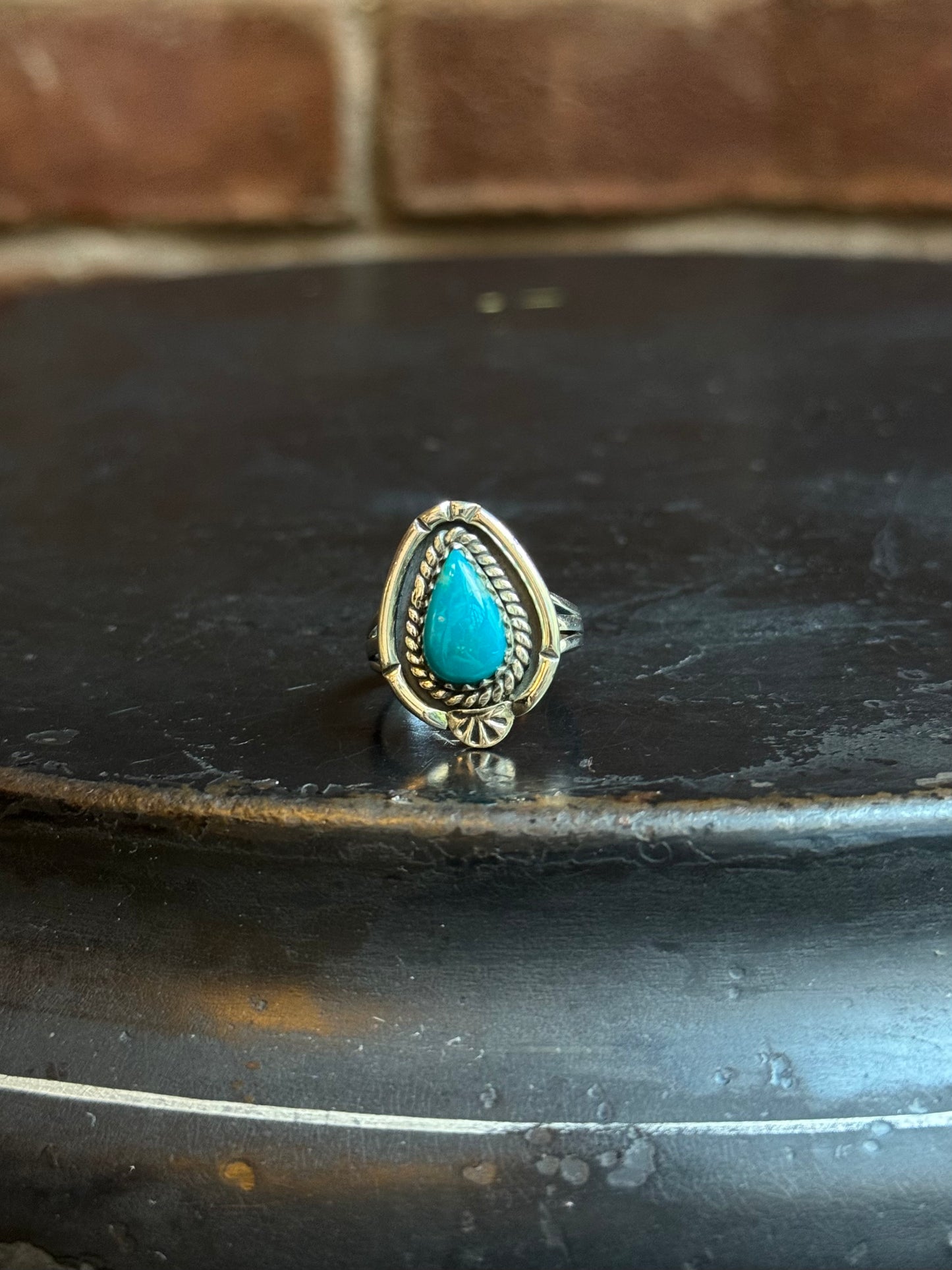 Turquoise Teardrop Ring | Sterling Silver | Size 7 | C141
