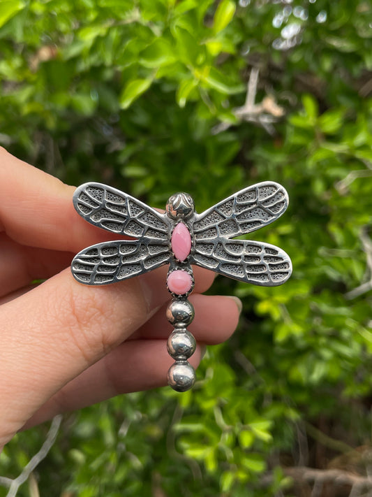 Pink Conch Dragonfly Ring Size 6 | 925 Sterling Silver B639
