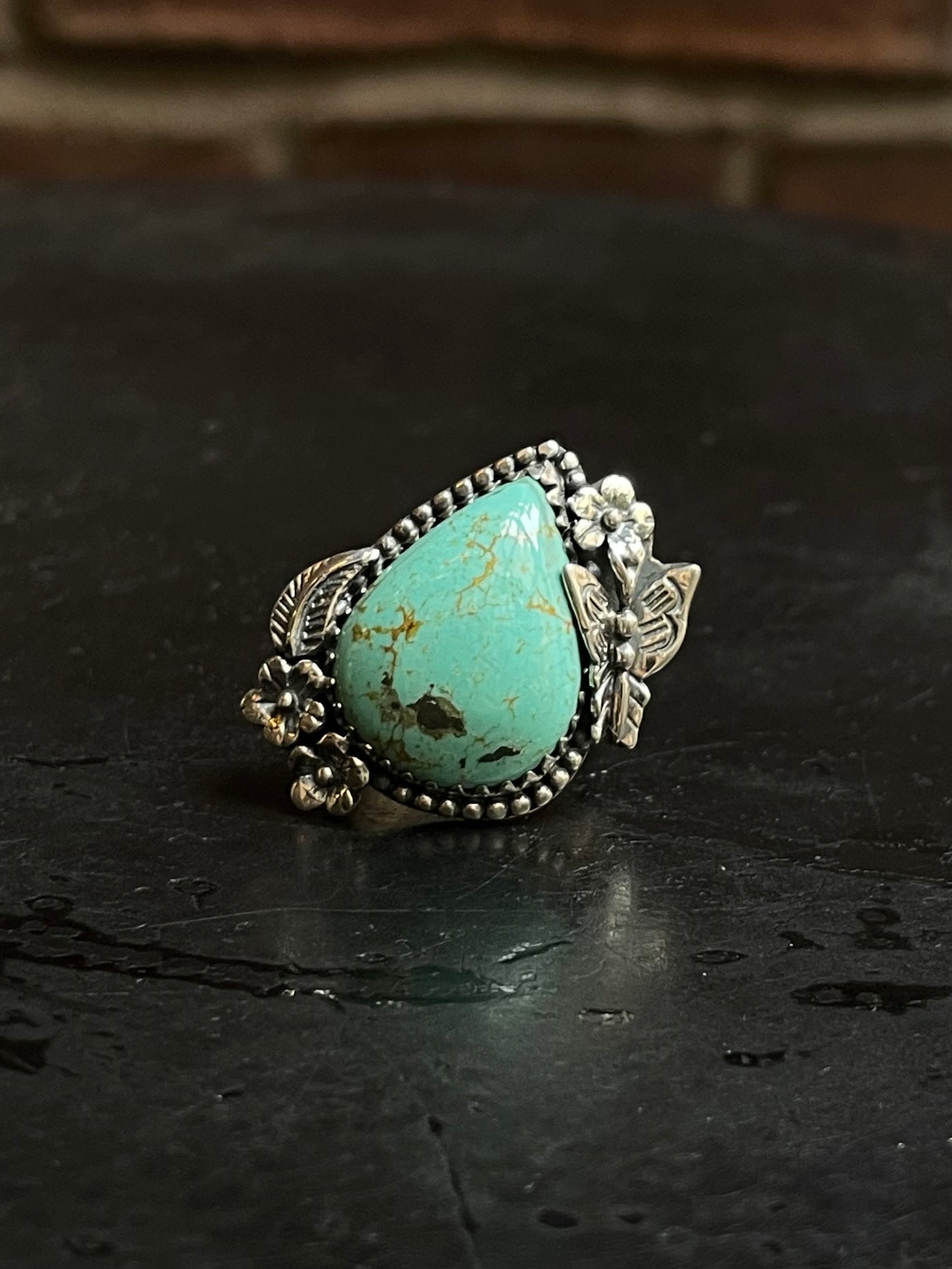 Kingman Turquoise Butterfly Ring Size 7.25 | 925 Sterling Silver Southwest E165