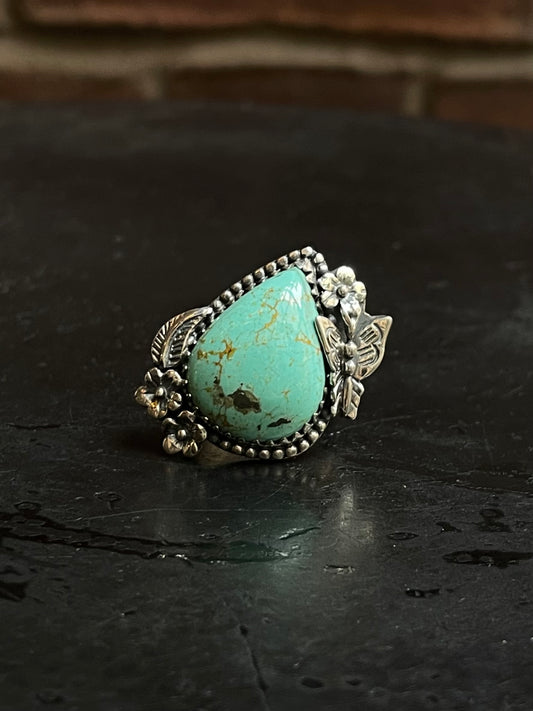 Kingman Turquoise Butterfly Ring Size 7.25 | 925 Sterling Silver Southwest E165