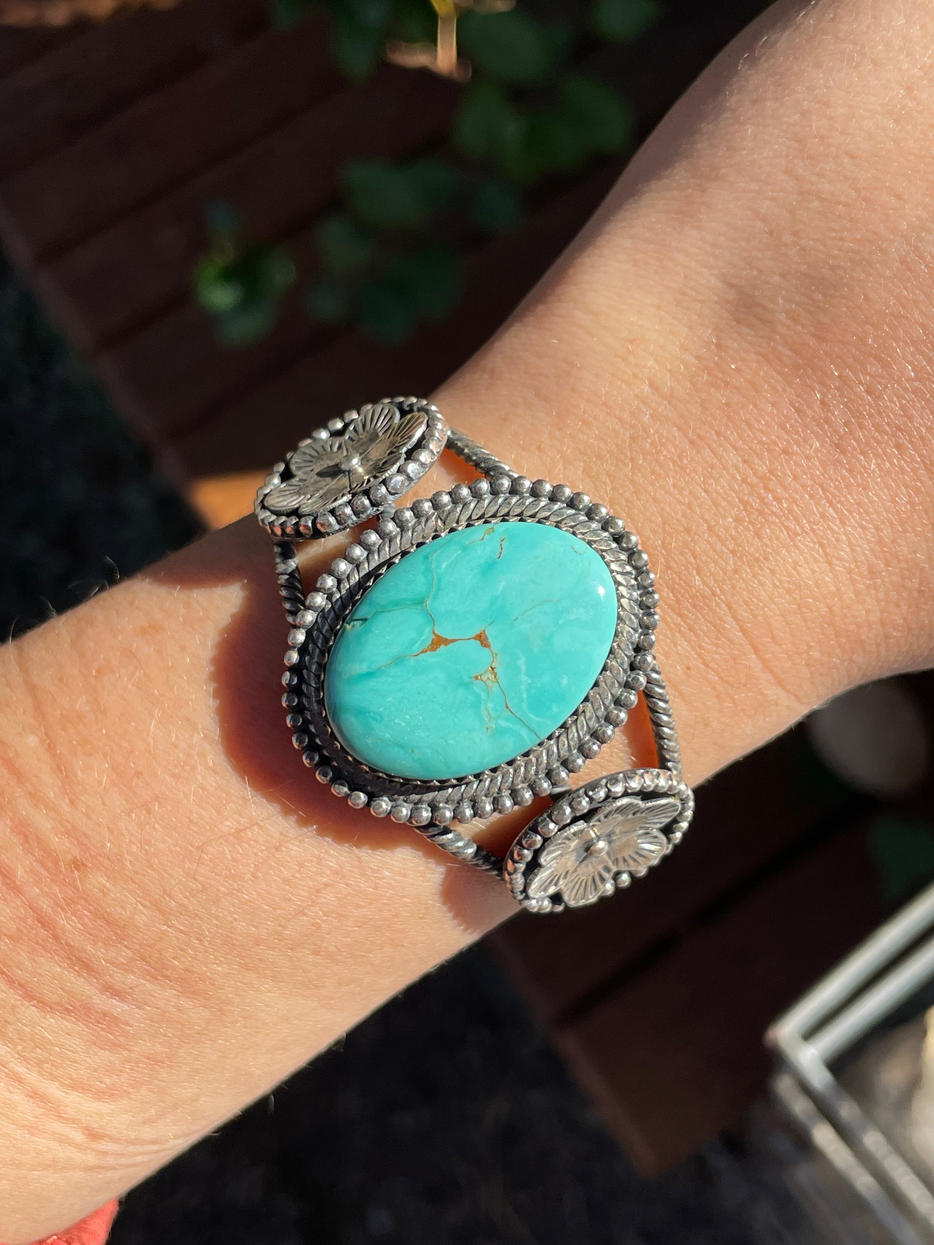 Kingman Turquoise Cuff Bracelet | Sterling Silver B882