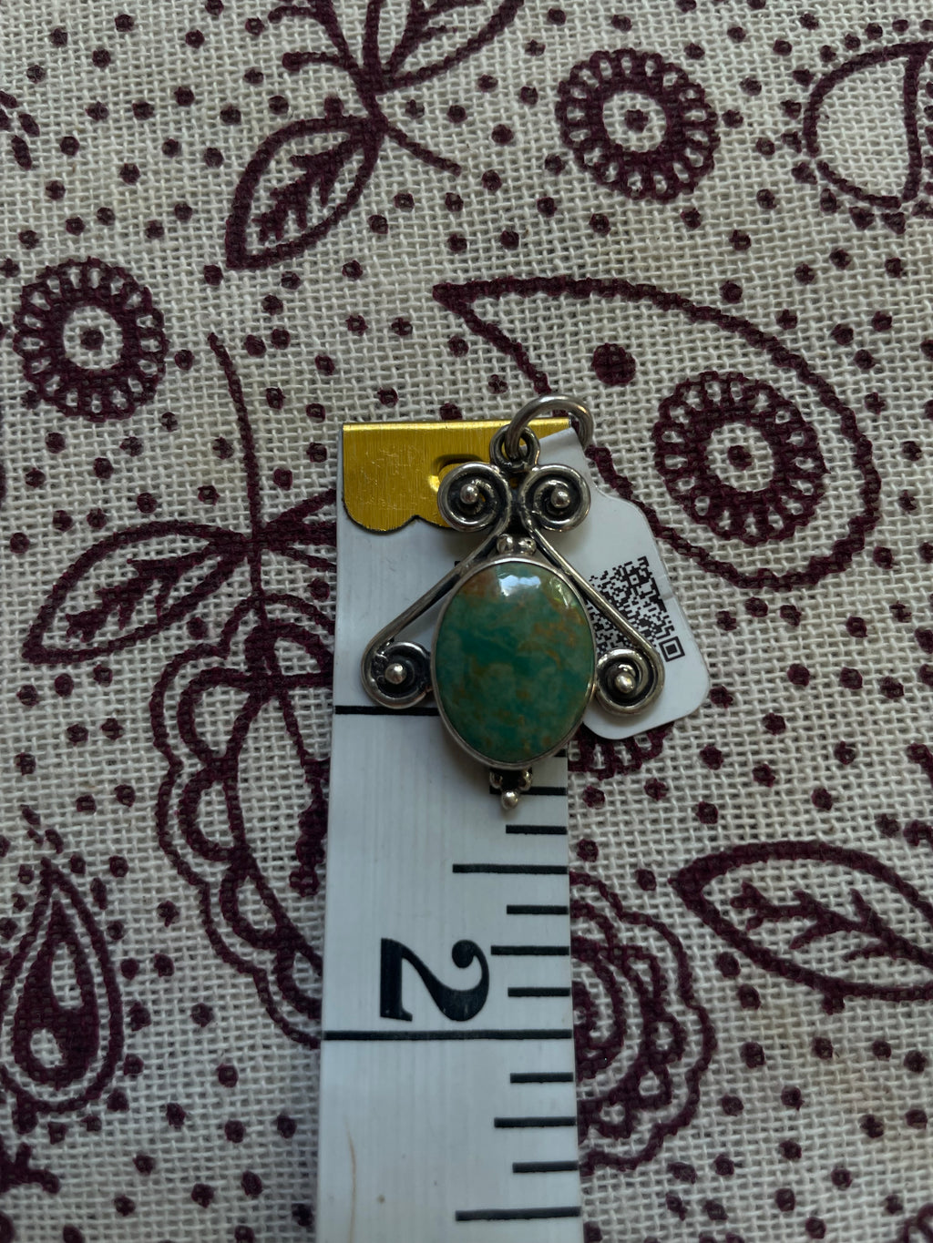 Turquoise Scrollwork Pendant | 925 Sterling Silver | D338