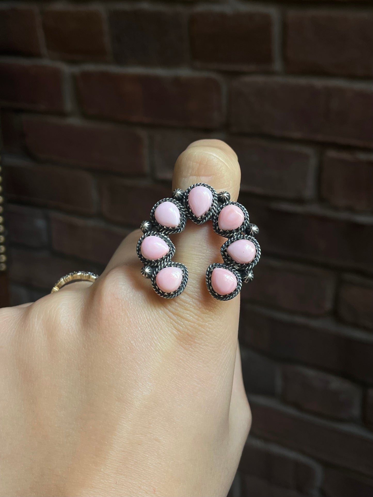 Pink Conch Naja Ring Size 8 | 925 Sterling Silver E985